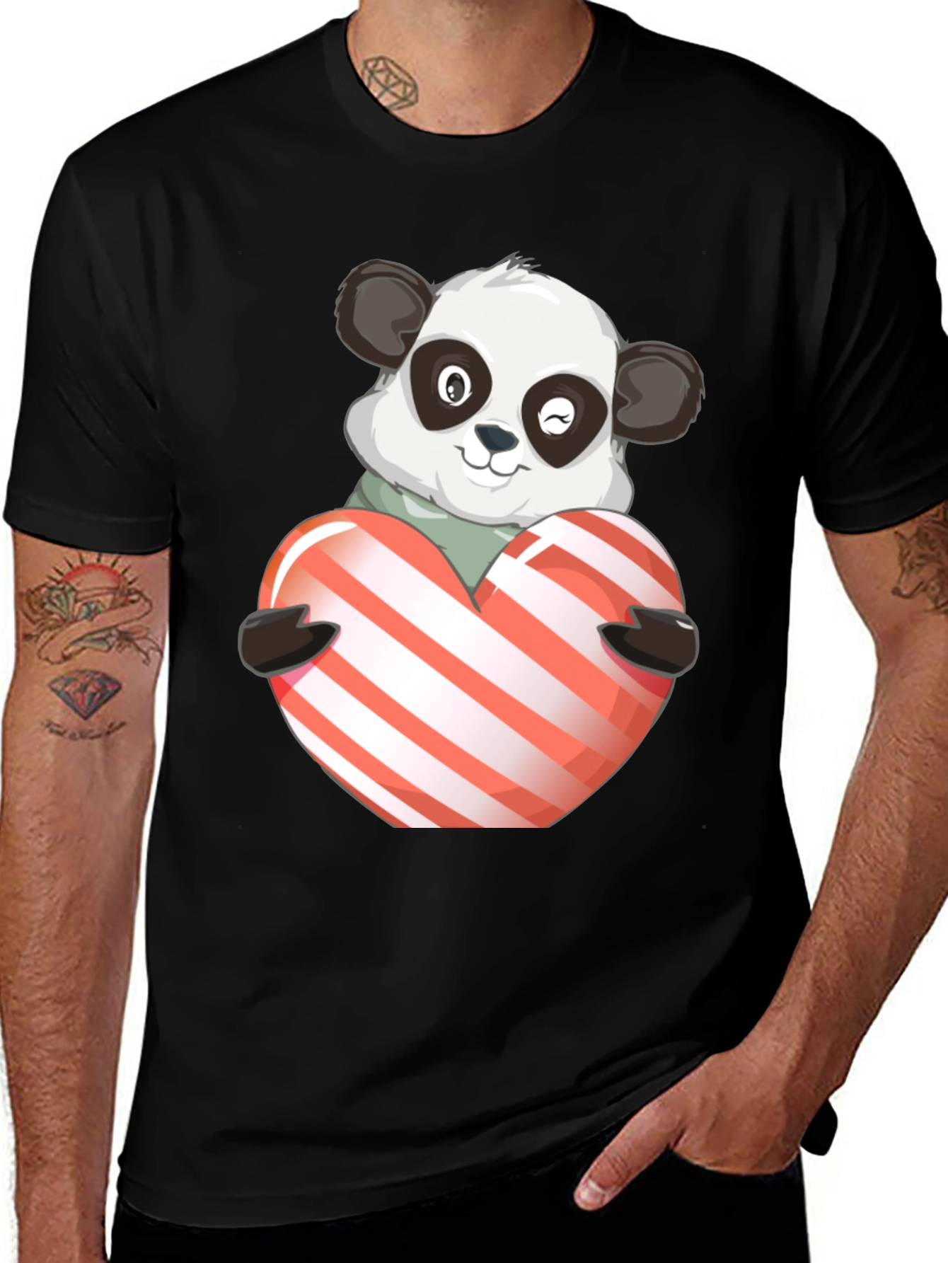 Variant 8 of Cute Panda Heart T-Shirt - Valentine's Day Gift