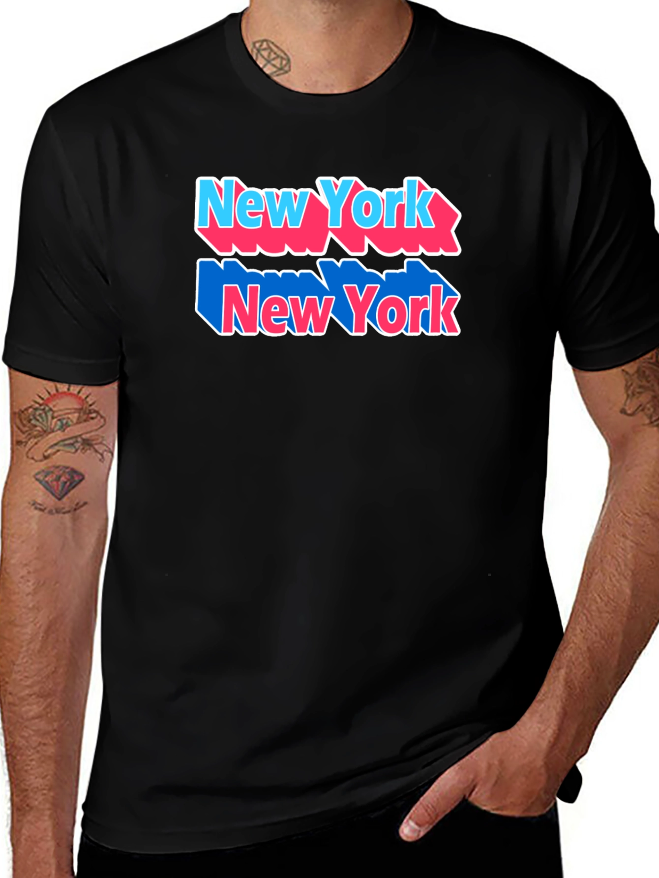 Variant 5 of New York Graphic Tee, Black Cotton Shirt