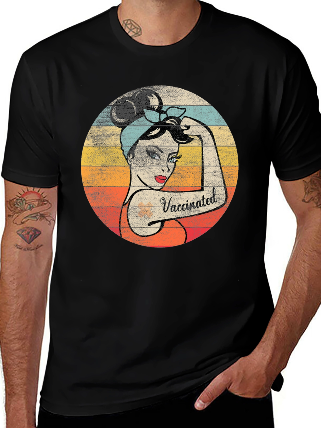Variant 6 of Retro Vaccinated Woman T-Shirt