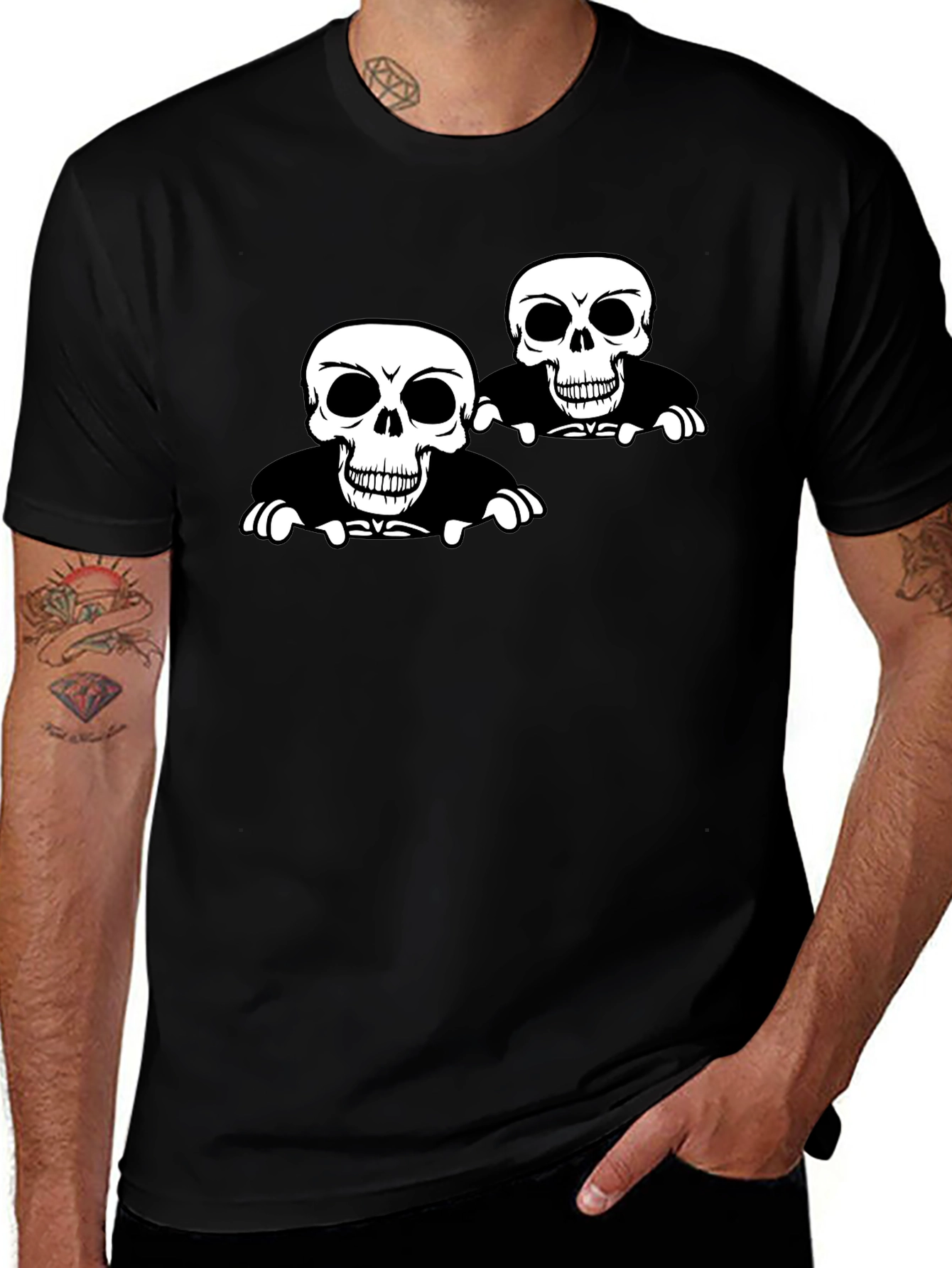 Variant 23 of Skull Graphic Print Crew Neck T-Shirt