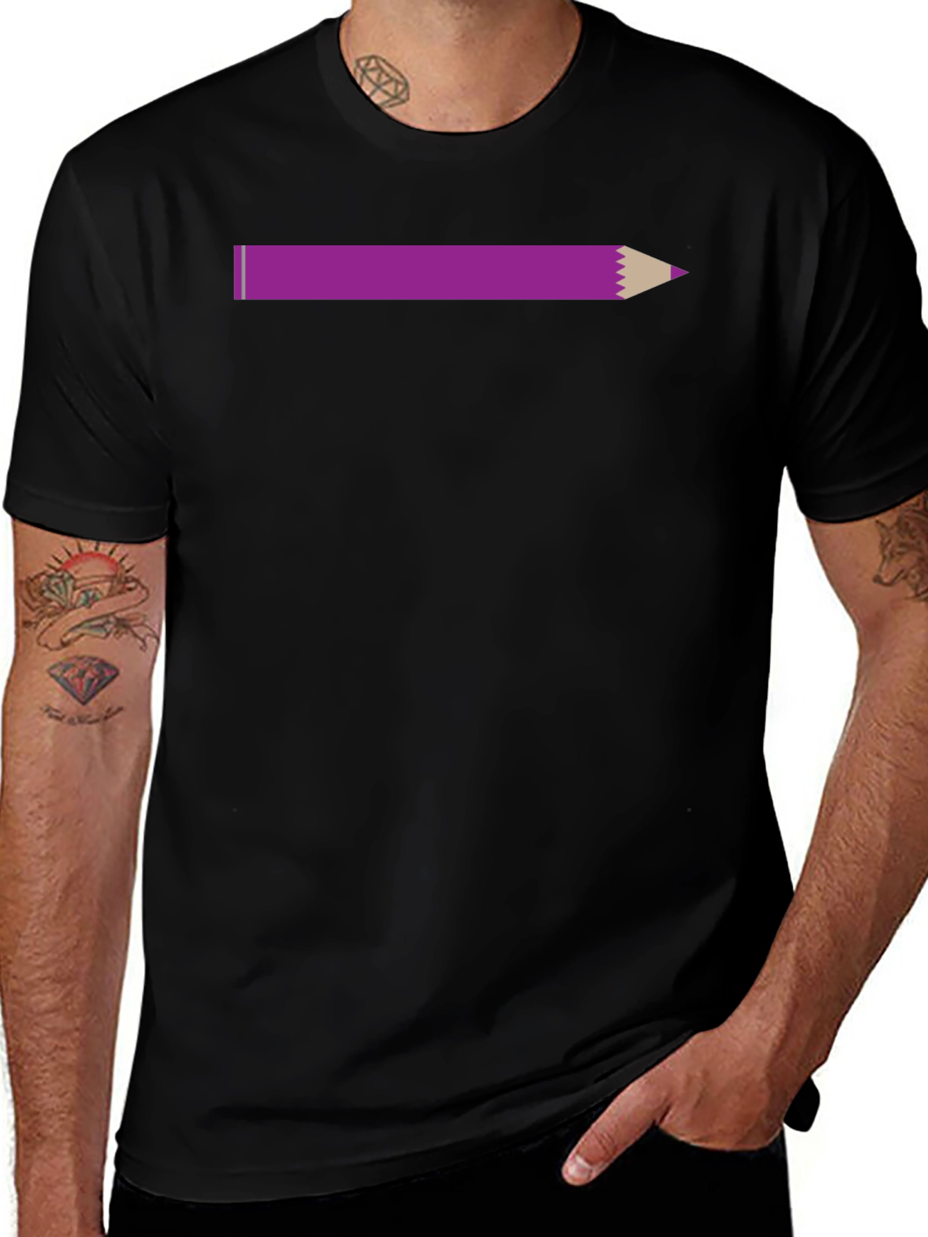 Variant 20 of Purple Pencil Graphic Tee - Casual Comfort