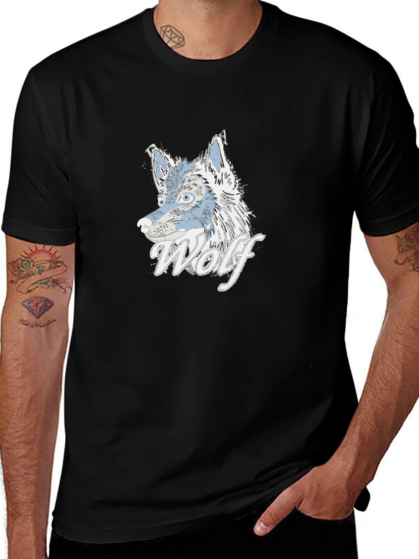 Variant 9 of Wolf Graphic Print Black T-Shirt