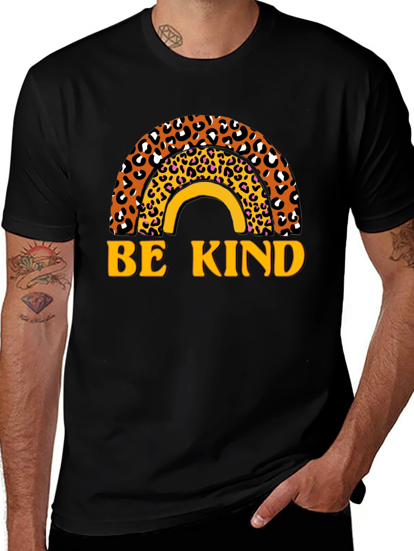 Variant 11 of Be Kind Leopard Rainbow Graphic T-Shirt
