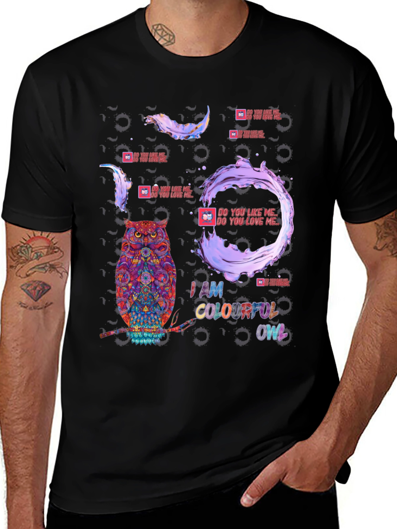 Variant 18 of Colorful Owl Graphic Print T-Shirt