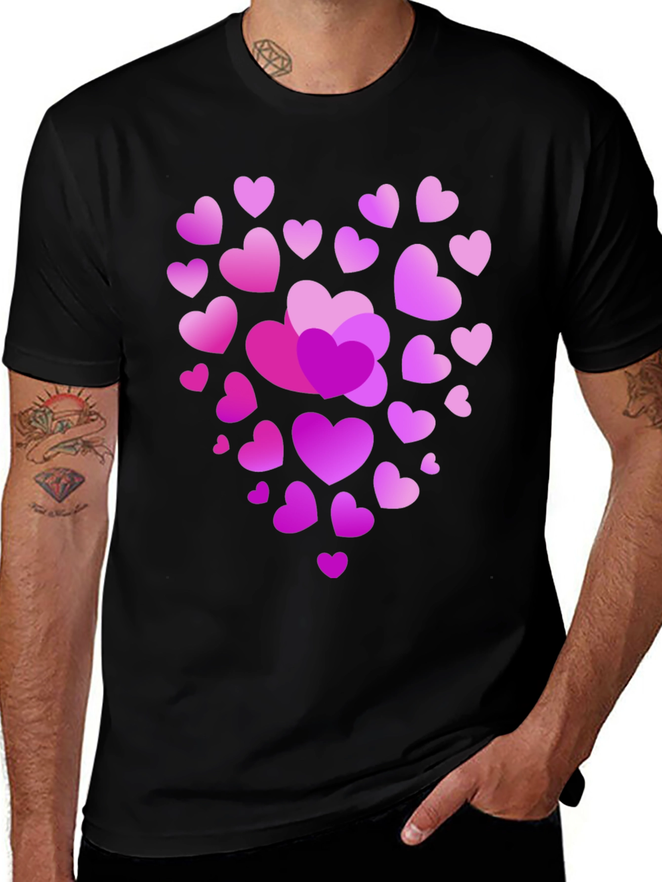 Variant 11 of Heart Print Black T-Shirt