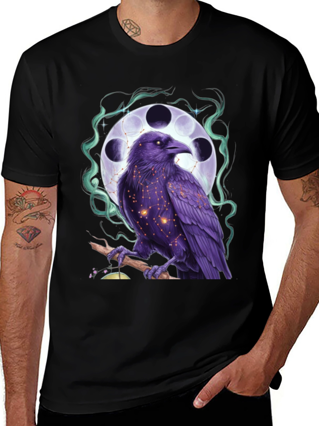 Black Raven Moon Phase Graphic Tee main image