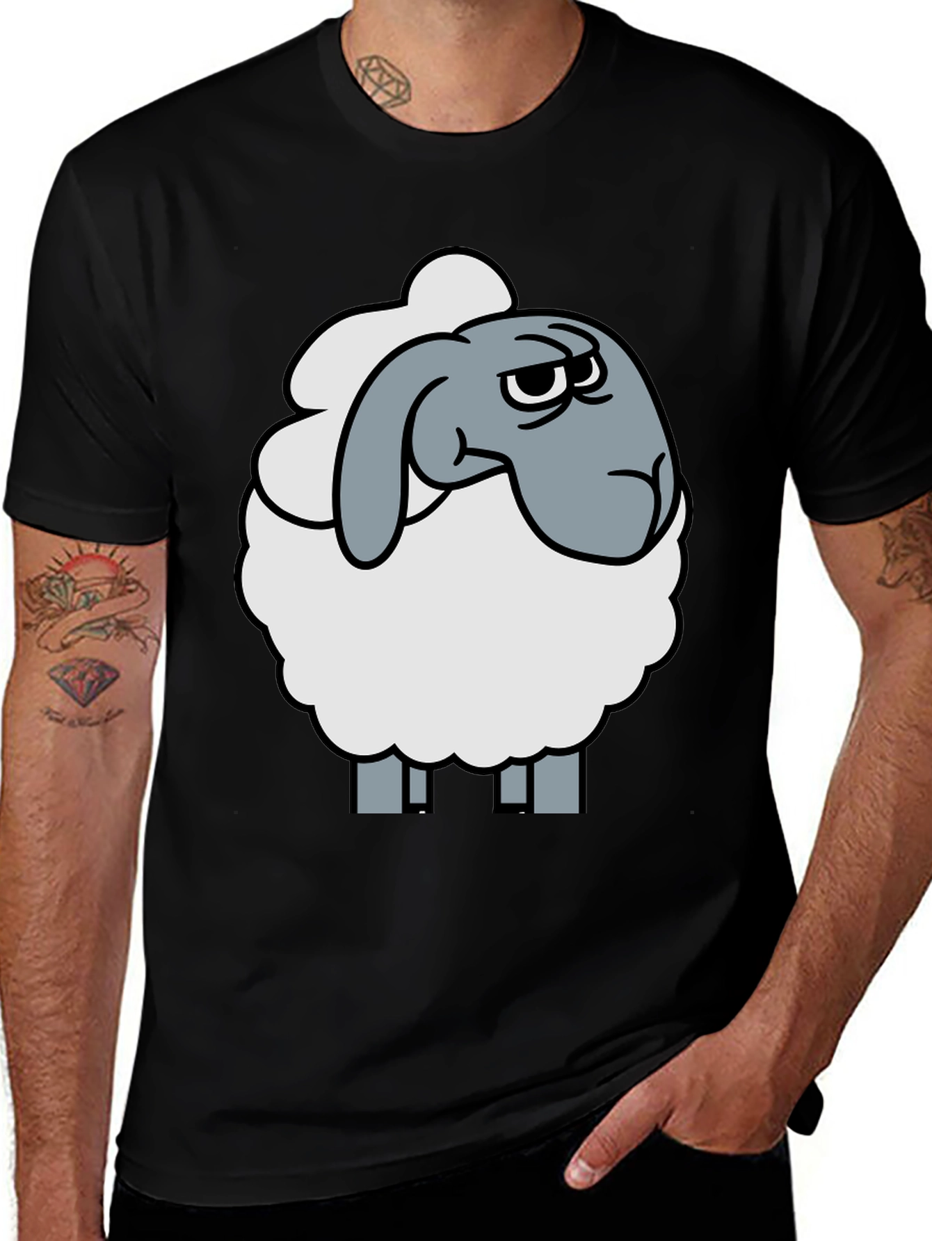 Variant 19 of Grumpy Sheep Graphic Tee - Black