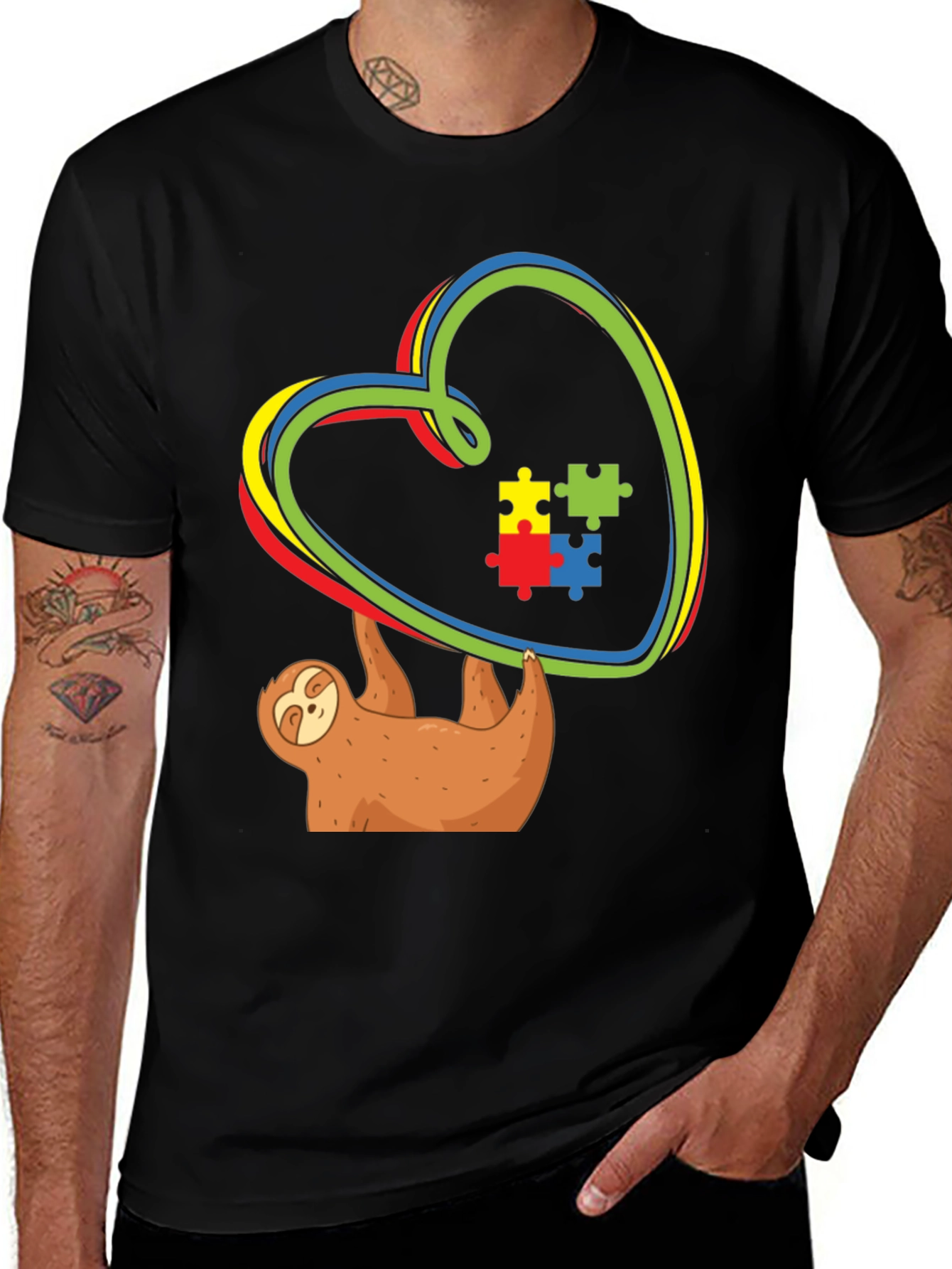 Autism Awareness Sloth Heart T-Shirt