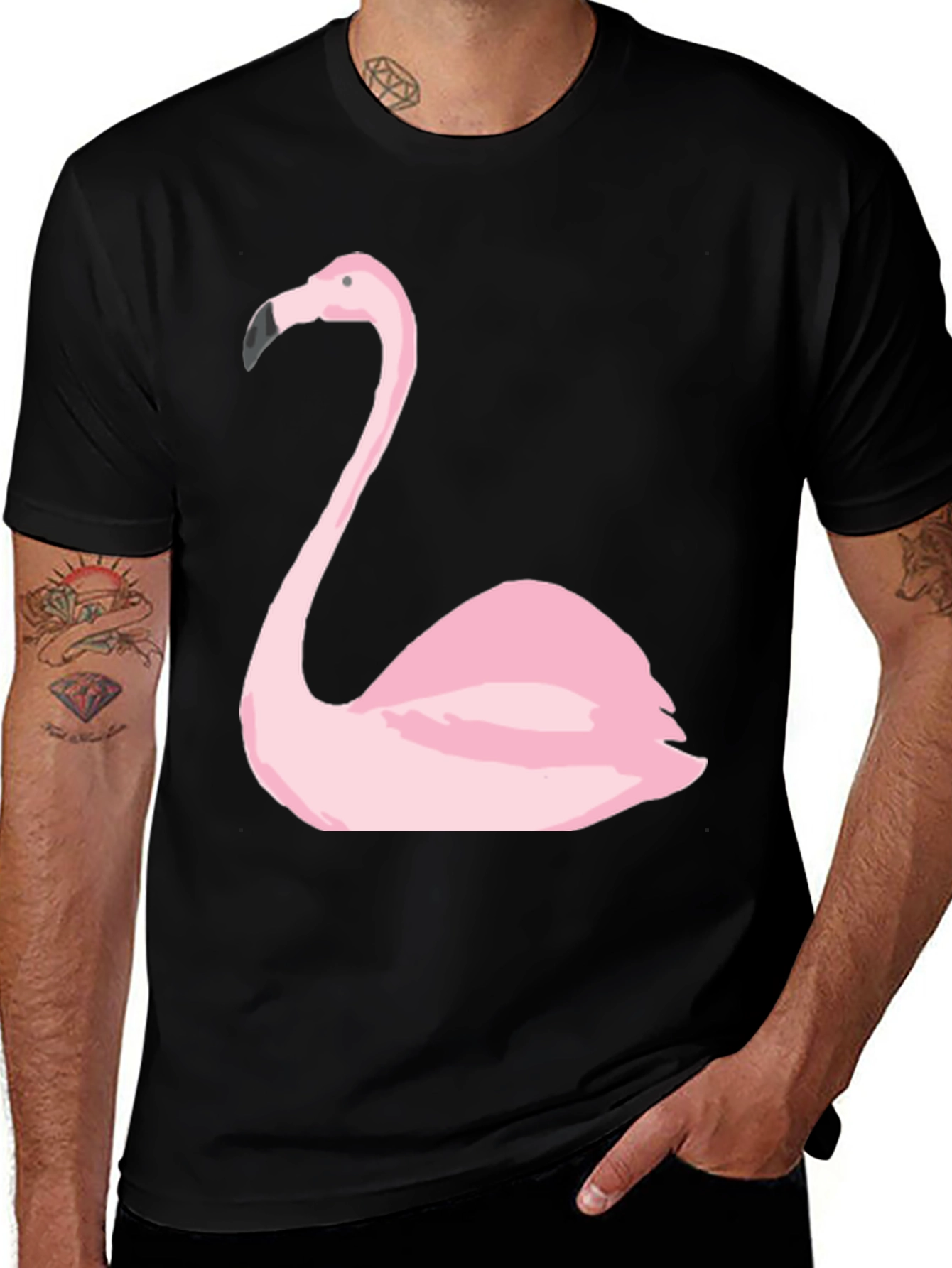 Variant 21 of Flamingo Graphic Tee - Black Cotton Casual Shirt
