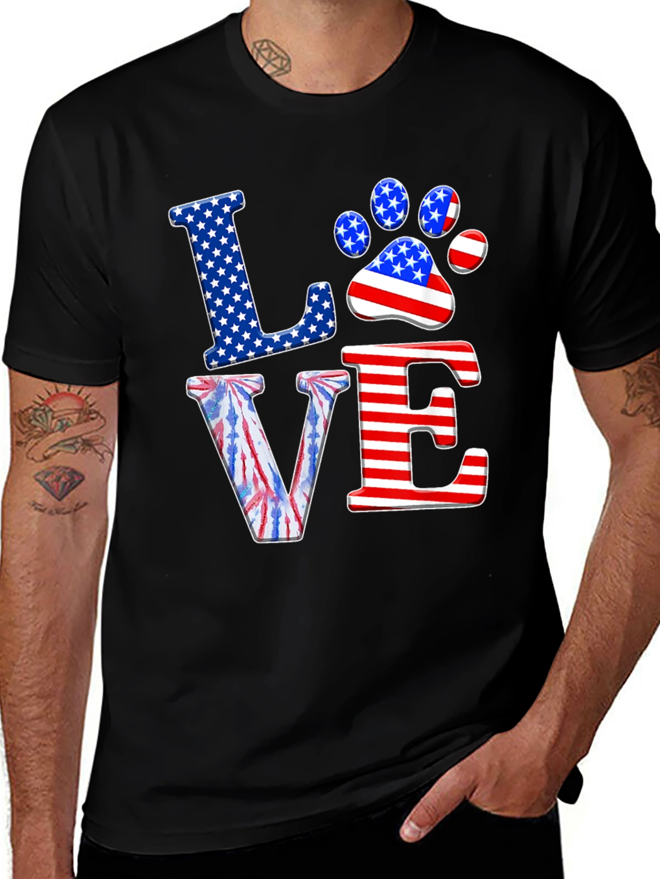 Variant 27 of Patriotic Paw Print Love T-Shirt