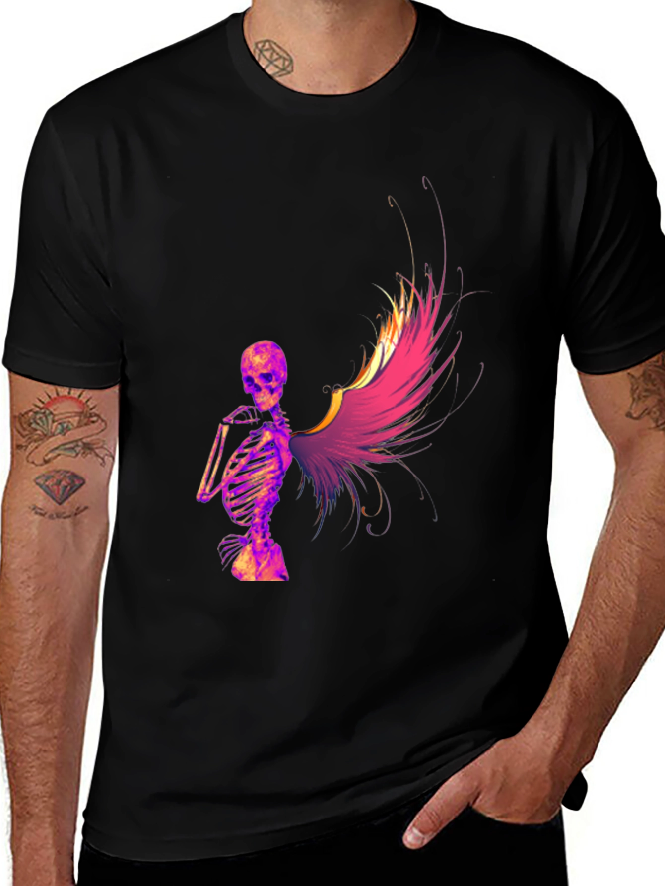 Skeleton Wing Graphic Black Tee