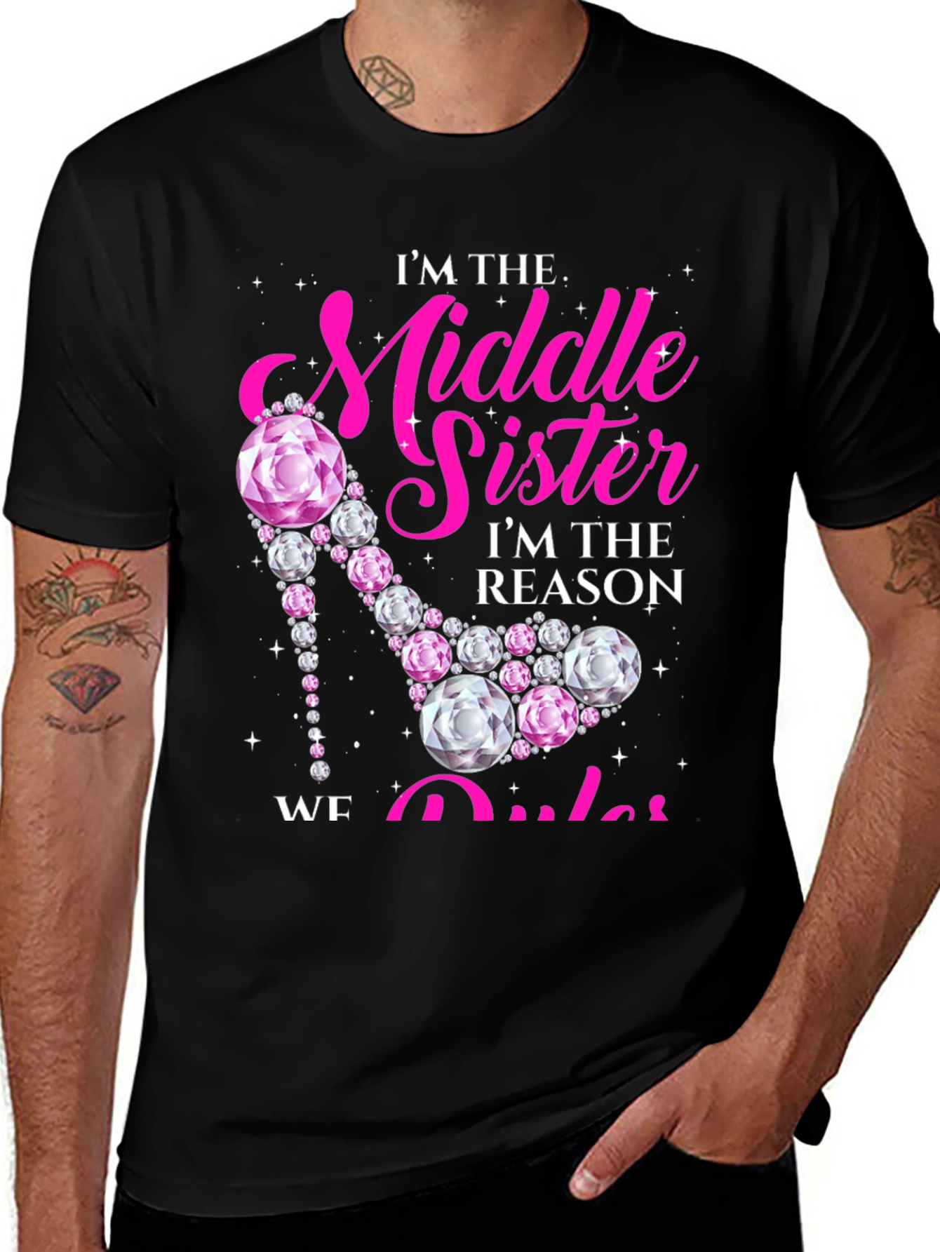 Variant 4 of Middle Sister Rhinestone Heel T-Shirt