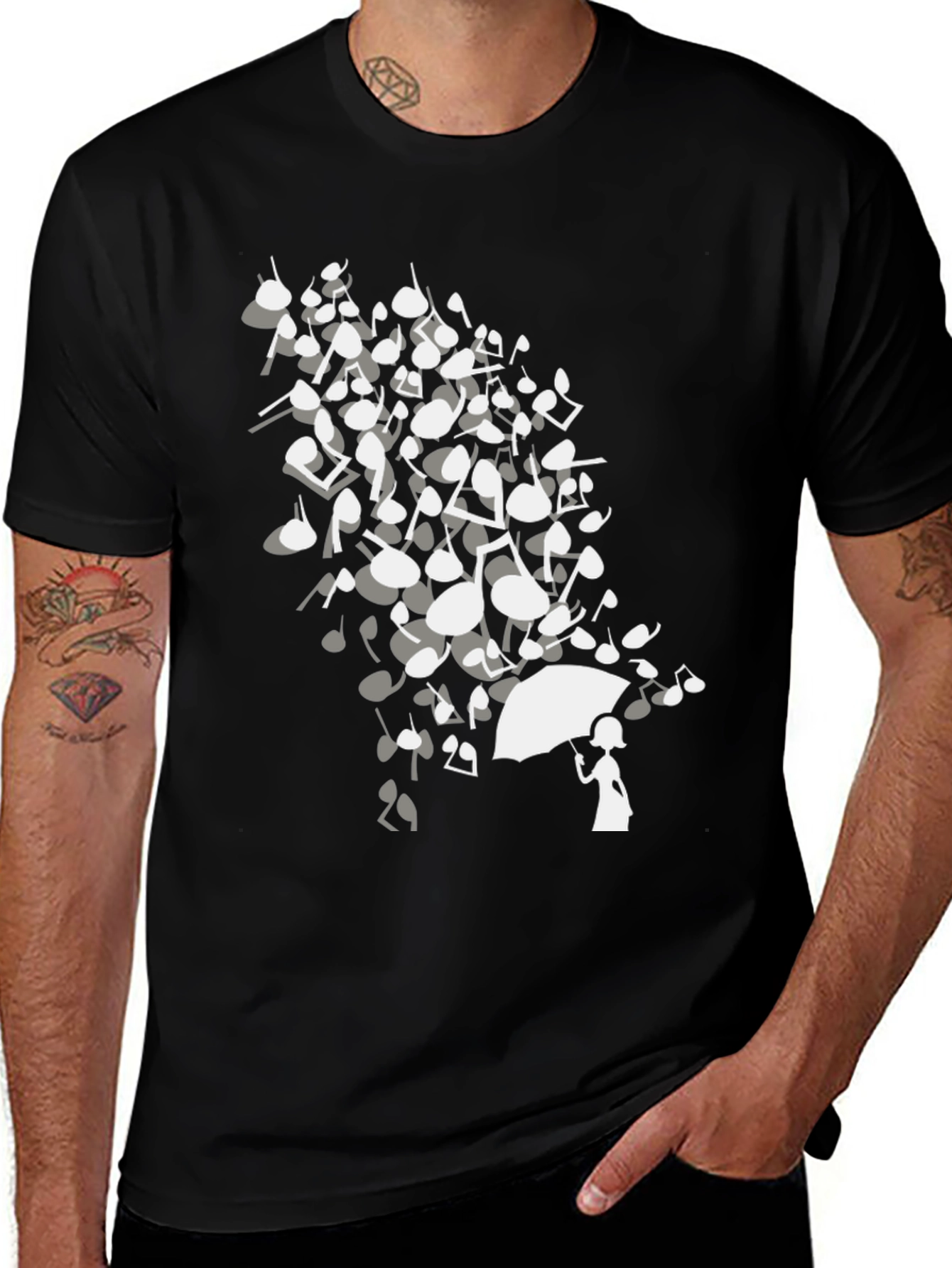 Variant 11 of Musical Notes Umbrella Black T-Shirt