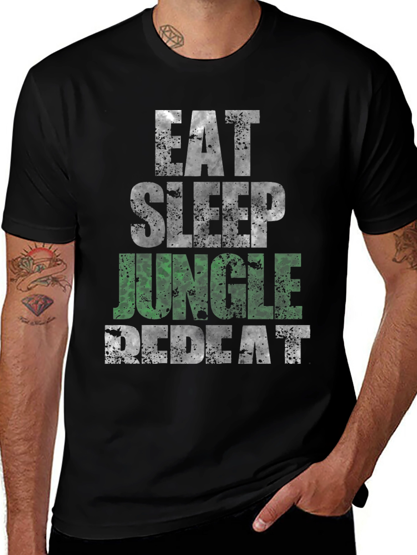 Variant 24 of Eat Sleep Jungle Repeat Black Graphic Tee