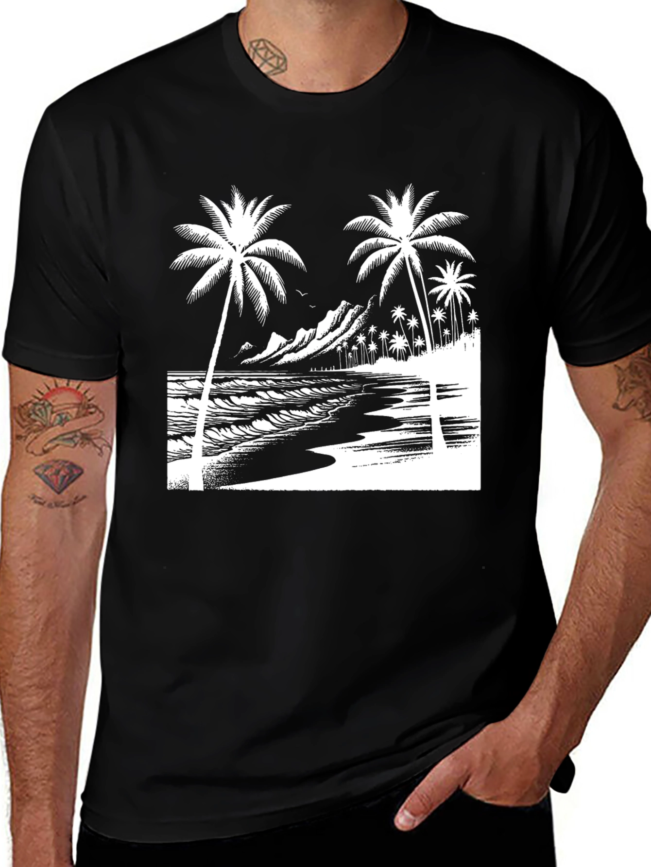 Variant 24 of Tropical Beach Palm Tree Graphic T-Shirt