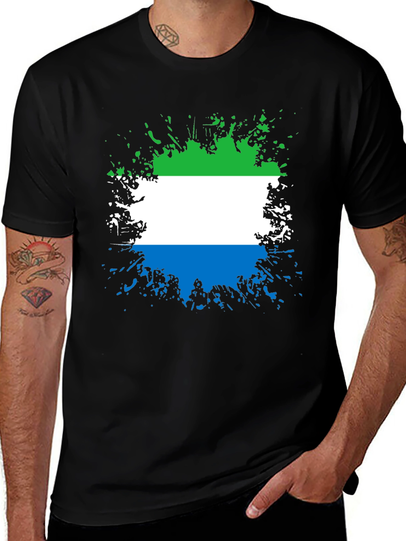 Sierra Leone Flag Splatter T-Shirt