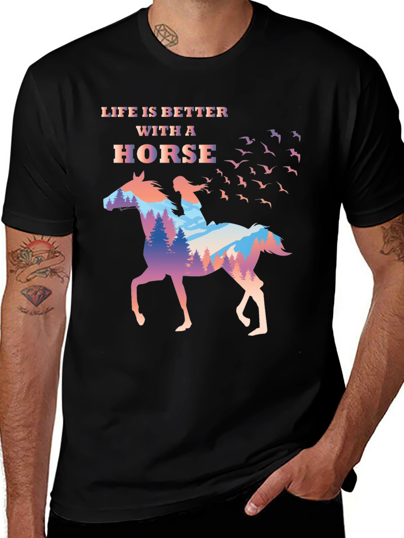 Variant 20 of Life is Better with a Horse Graphic T-Shirt