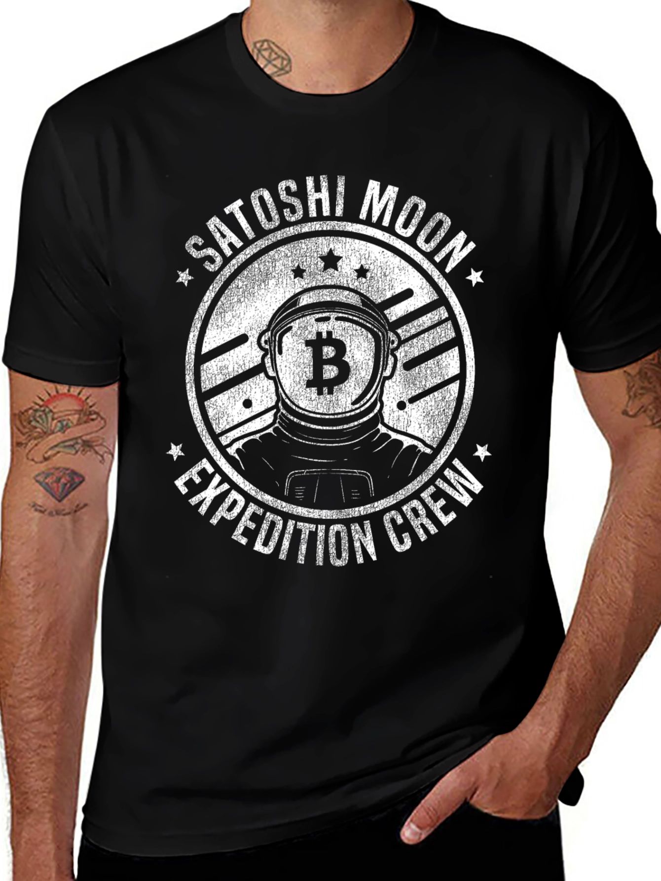 Satoshi Moon Expedition Crew Black T-Shirt