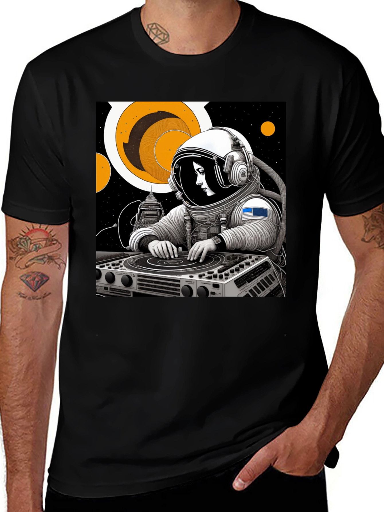 Variant 22 of Astronaut DJ Black T-Shirt