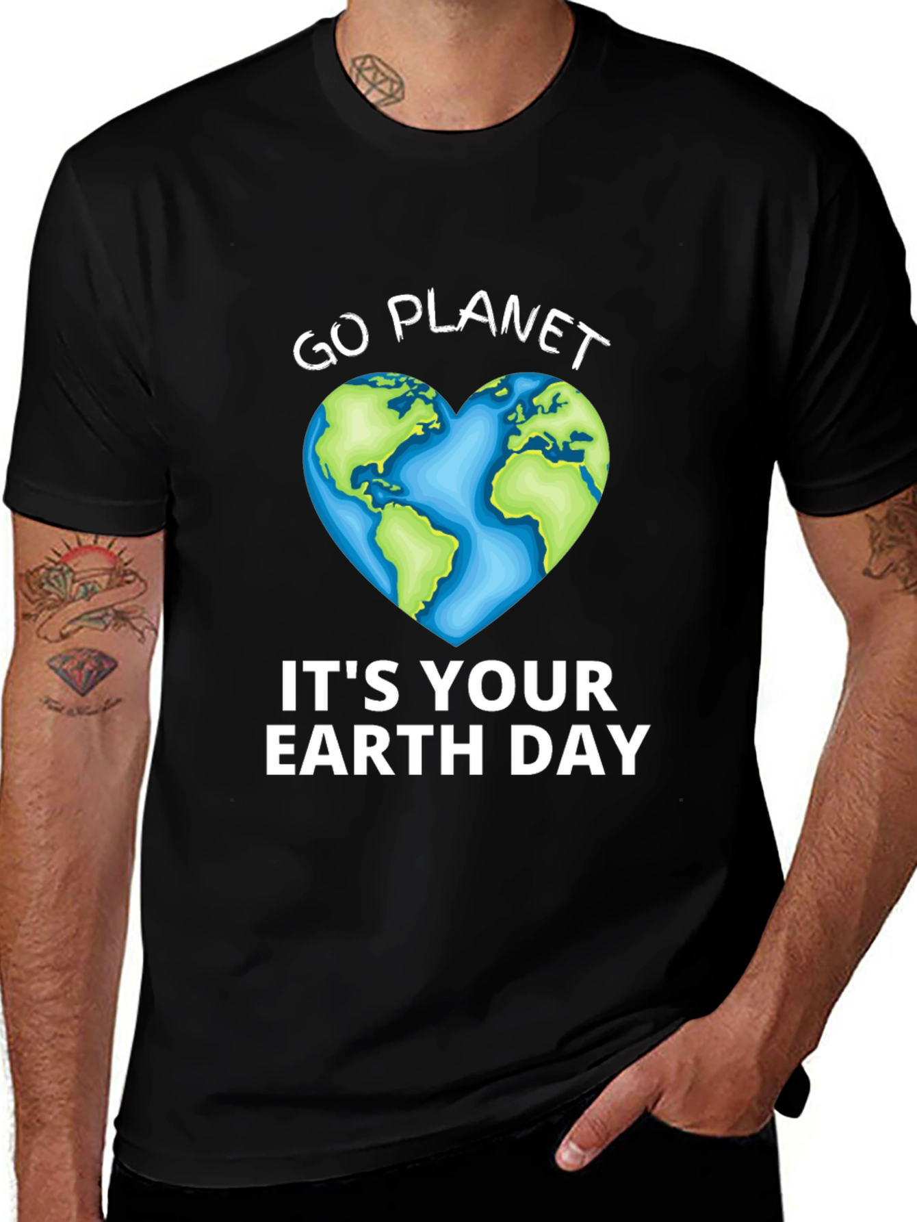 Go Planet T-Shirt - Earth Day Heart Graphic