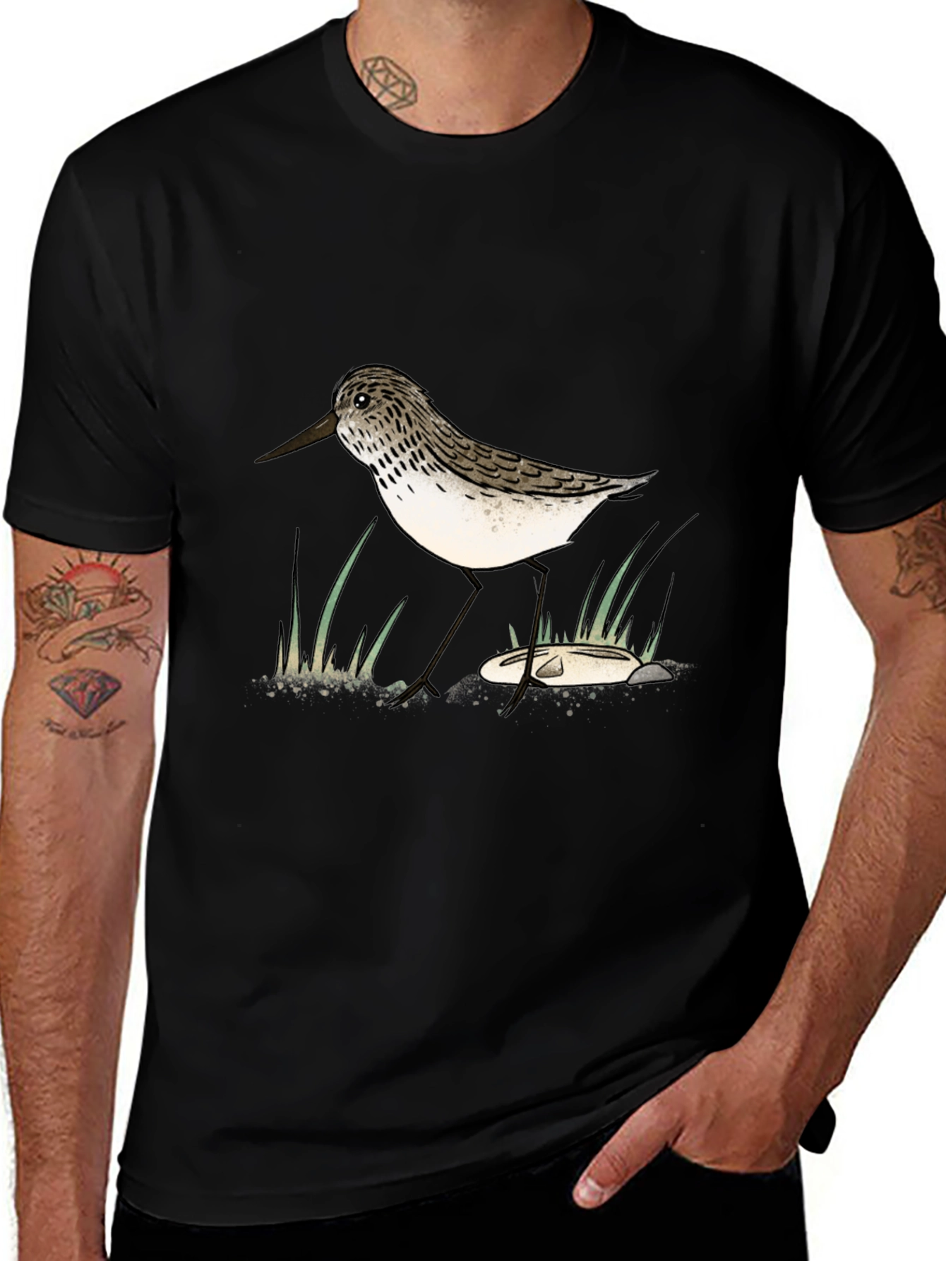 Variant 16 of Sandpiper Graphic Tee - Nature Lover's Black T-Shirt