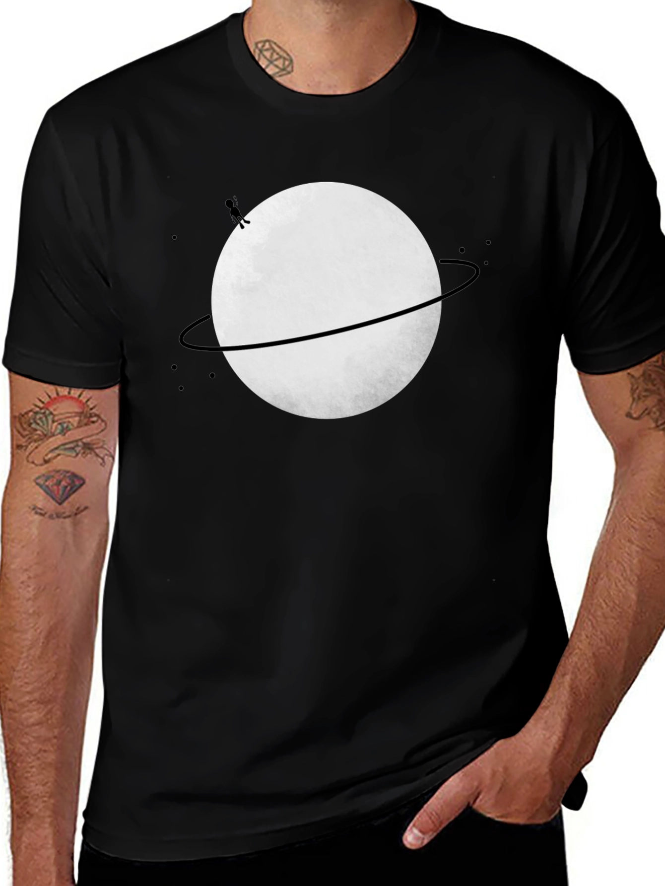 Variant 29 of Saturn Graphic Black T-Shirt