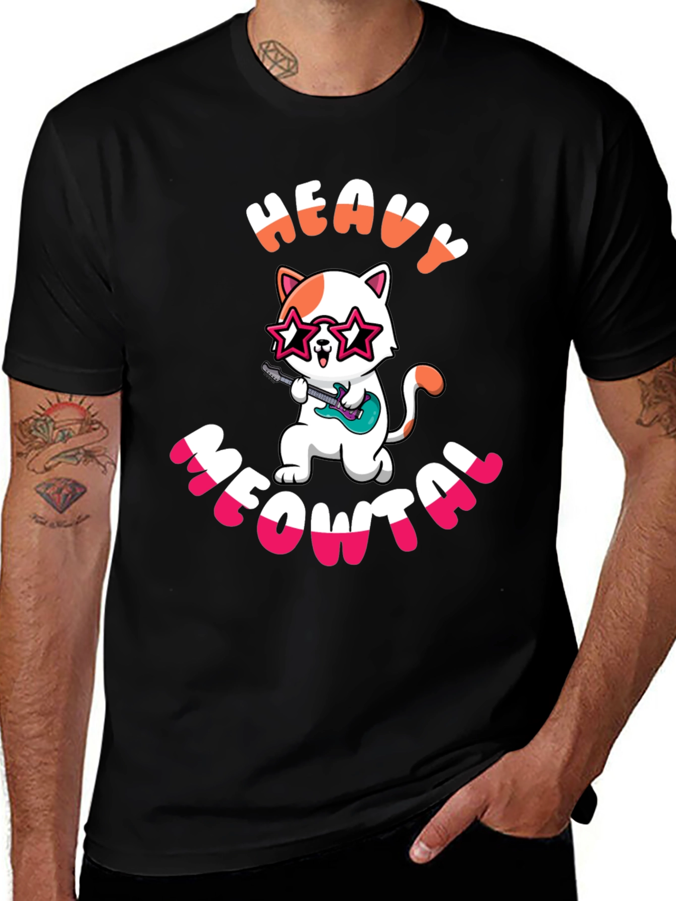 Variant 13 of Heavy Meowtal T-Shirt - Rockin' Cat Tee