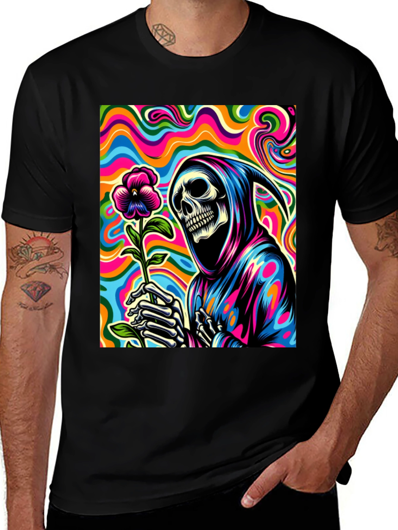 Variant 13 of Psychedelic Grim Reaper Graphic Tee