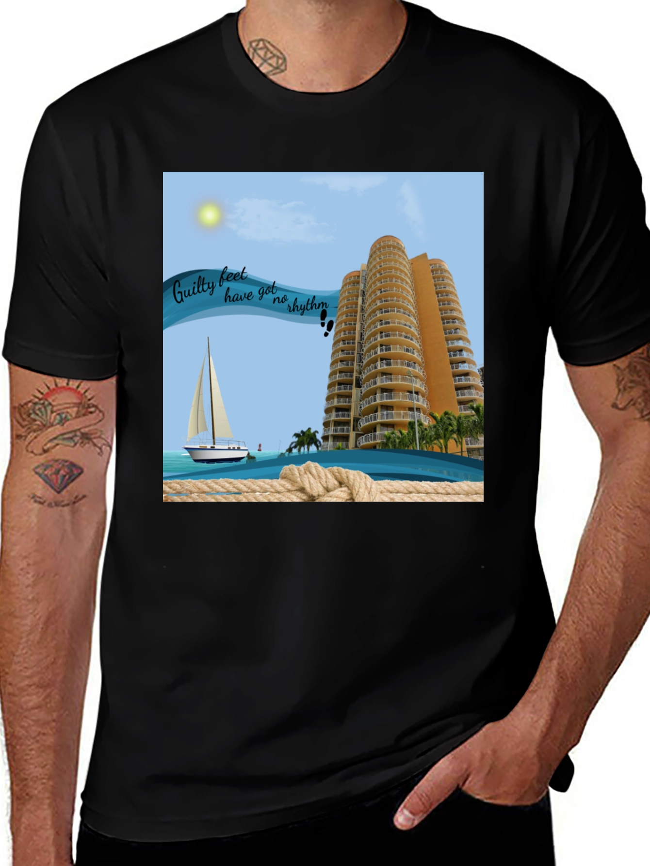 Variant 30 of Beach Getaway T-Shirt: Sailboat & Ocean View Graphic Tee