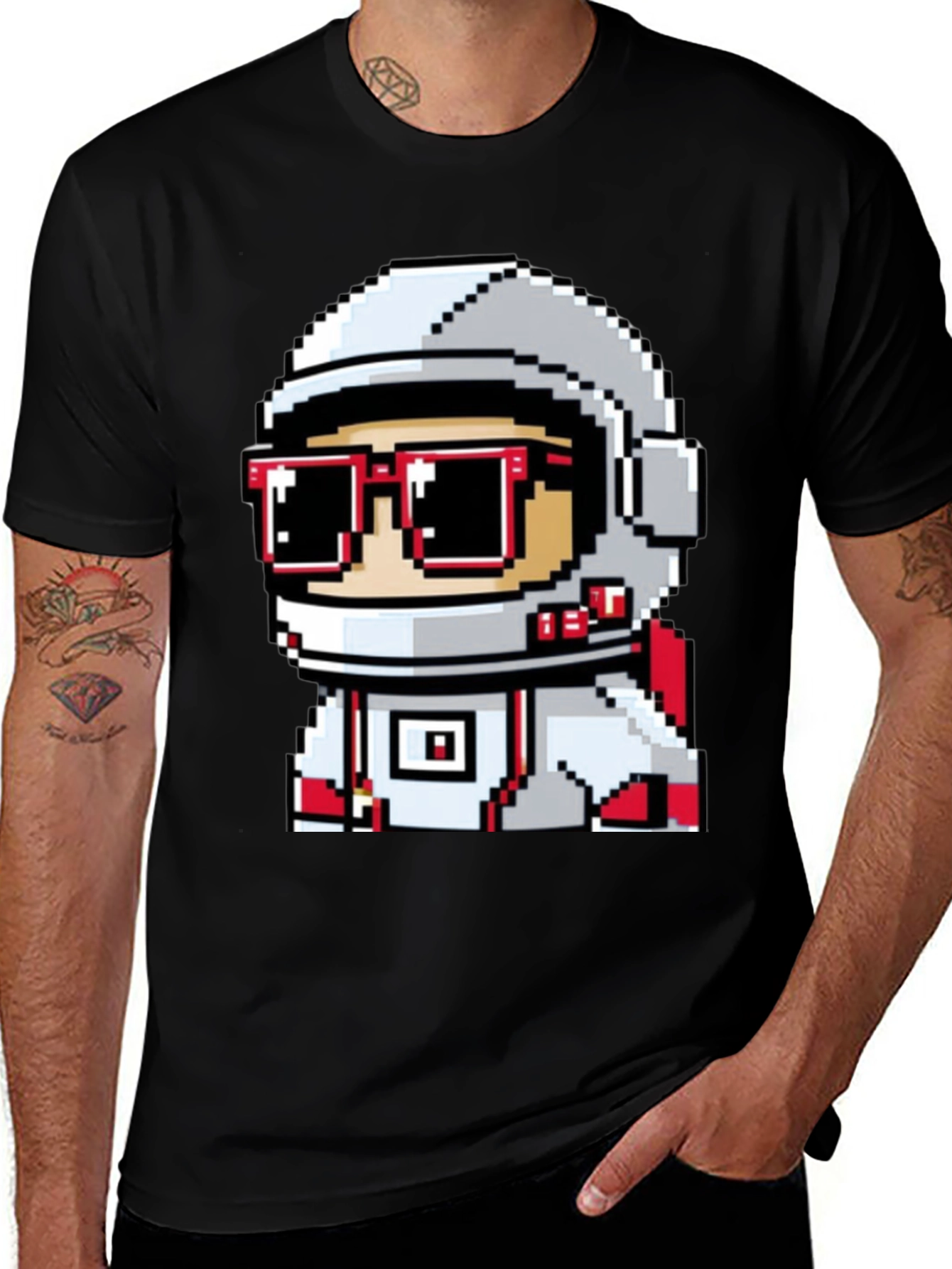 Variant 8 of Pixel Astronaut Graphic T-Shirt - Cool Space Design