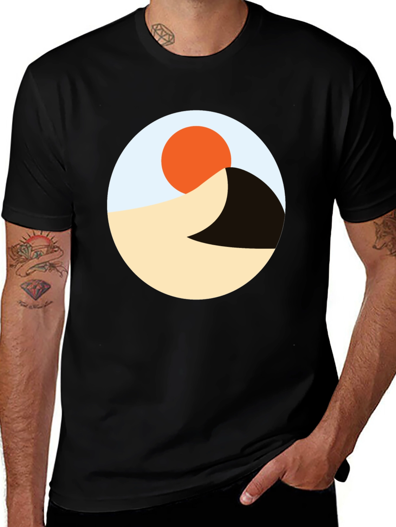 Variant 30 of Desert Sun Graphic Tee - Black Cotton T-Shirt