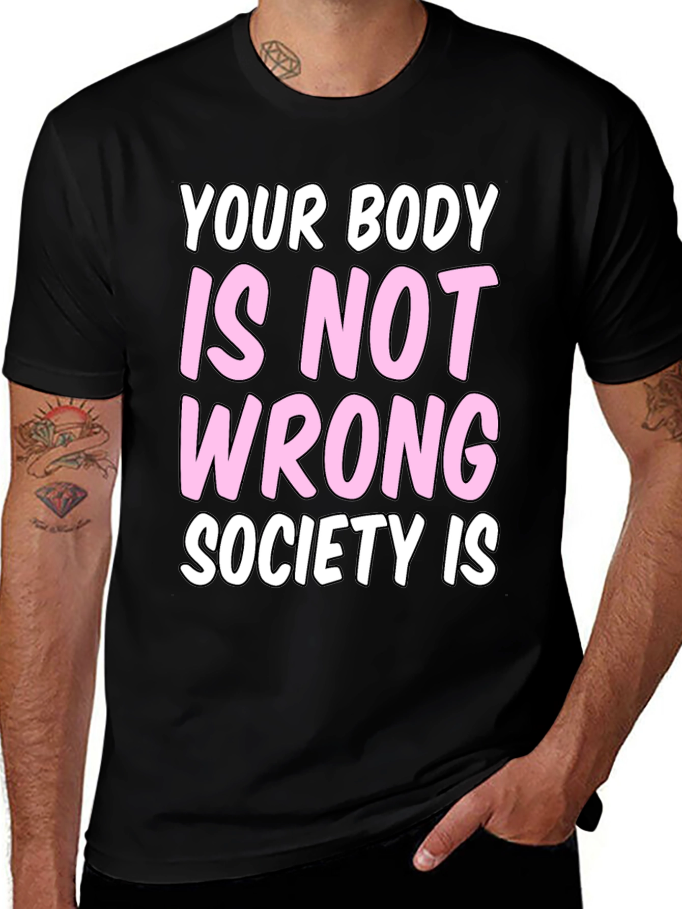Variant 22 of Body Positivity Graphic Tee - 'Your Body Is Not Wrong'