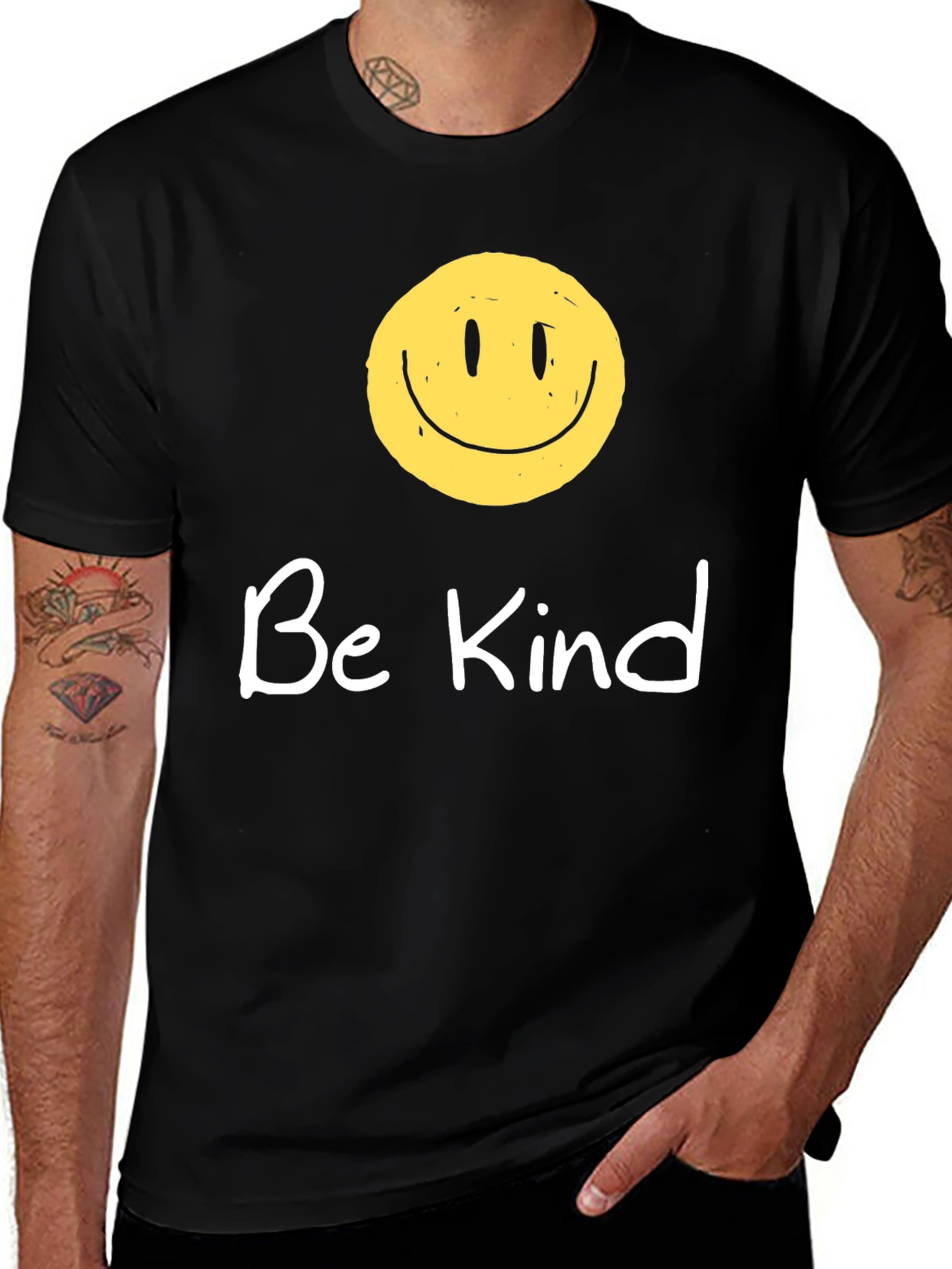 Variant 4 of Be Kind Smiley Face Graphic Tee - Black