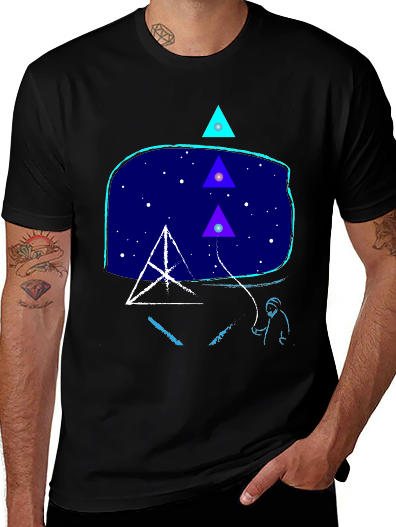 Variant 28 of Geometric Graphic Print Men's Black T-Shirt