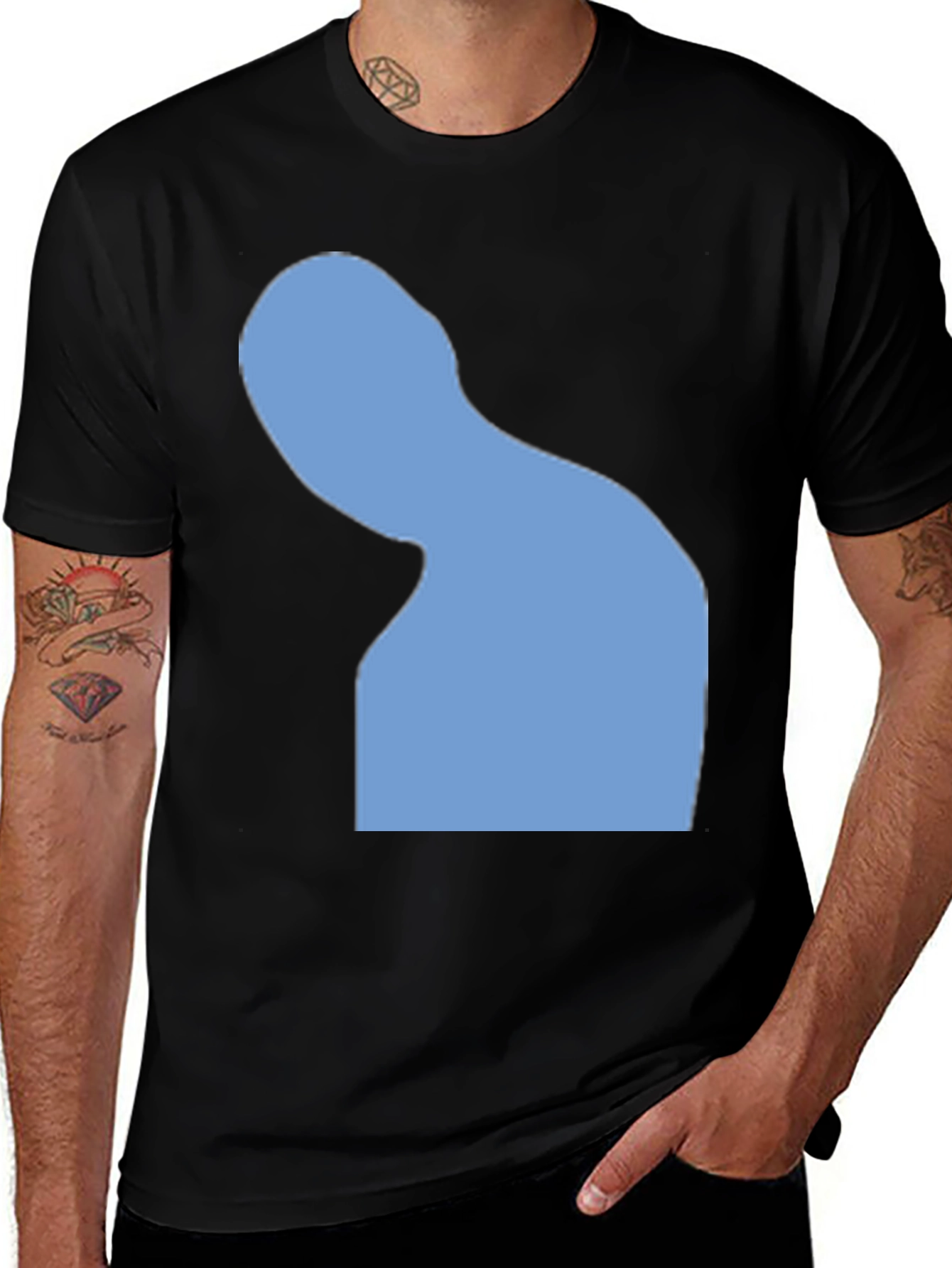 Variant 26 of Abstract Silhouette Graphic Tee - Black Cotton Blend