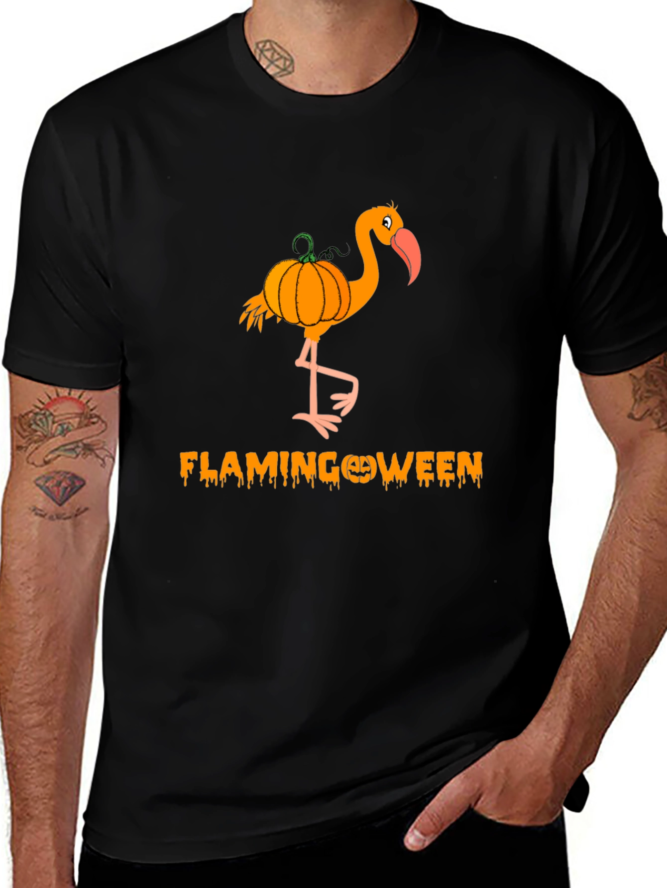 Flamingoween T-Shirt - Halloween Flamingo Pumpkin Tee