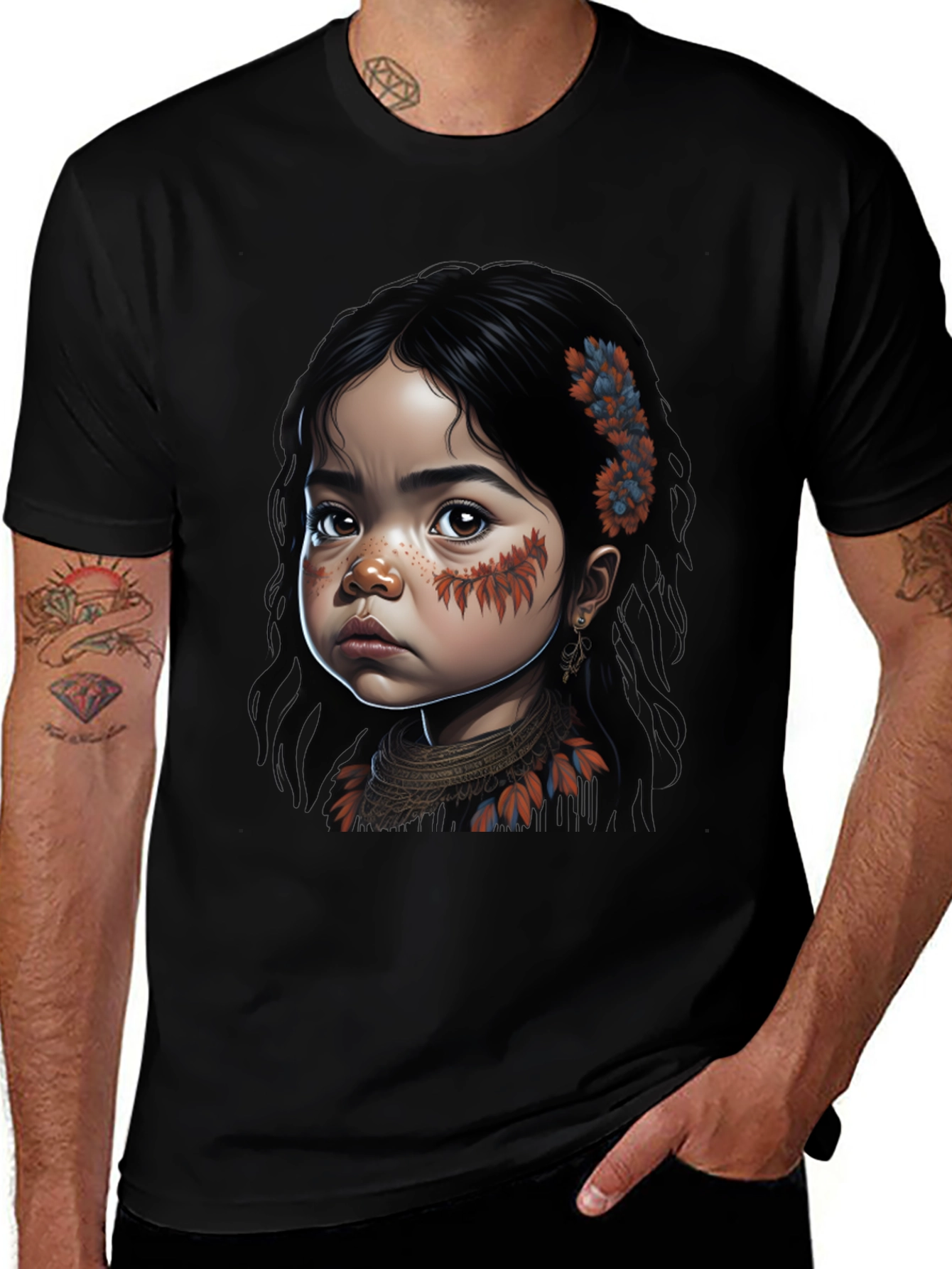 Variant 29 of Native Girl Graphic Tee - Unisex Black T-Shirt