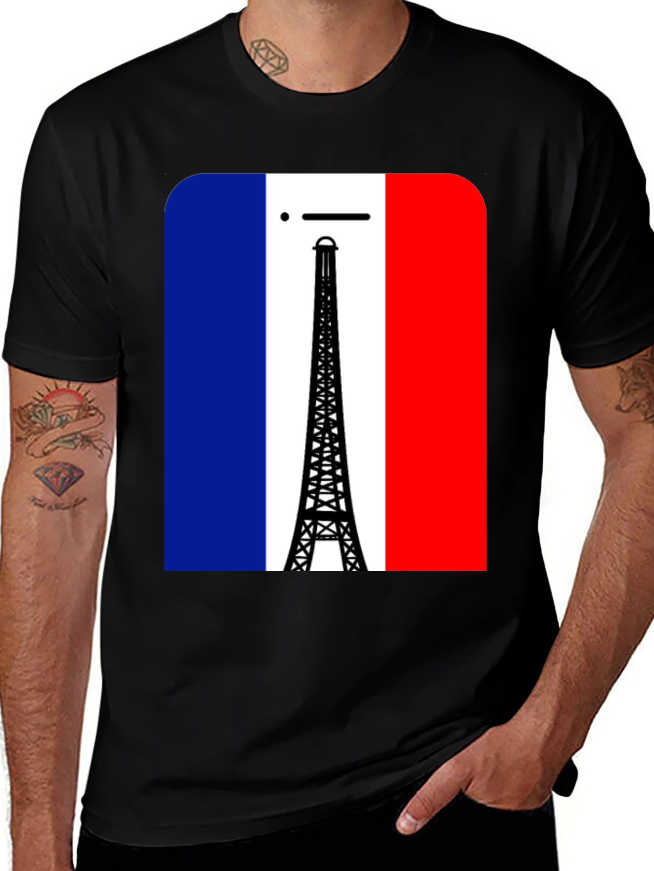 Variant 10 of France Flag Eiffel Tower Graphic Tee