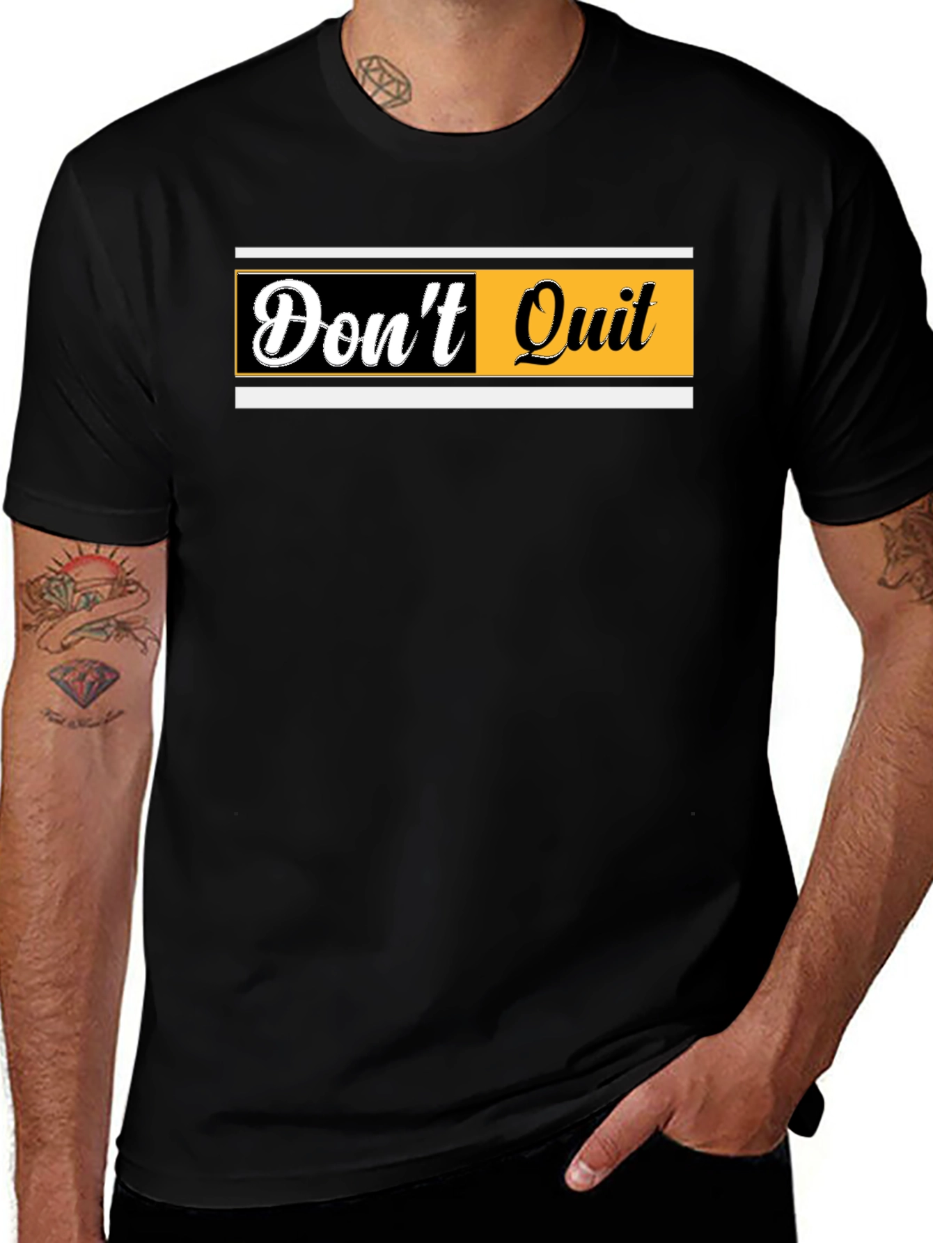 Variant 13 of Don't Quit Graphic Print Black T-Shirt