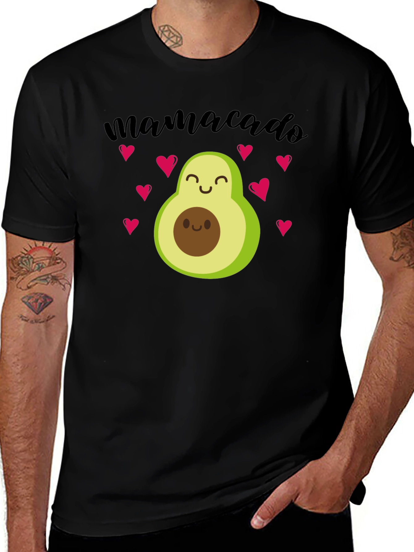 Variant 18 of Mamacado Avocado Heart Graphic Tee - Black