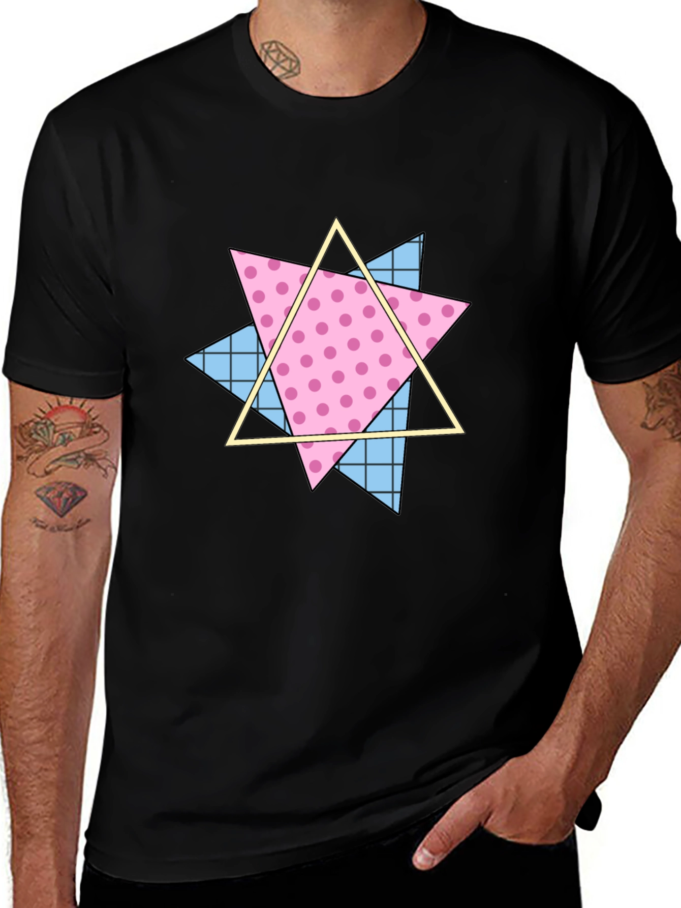 Variant 11 of Retro Geometric T-Shirt: Star Triangle Design