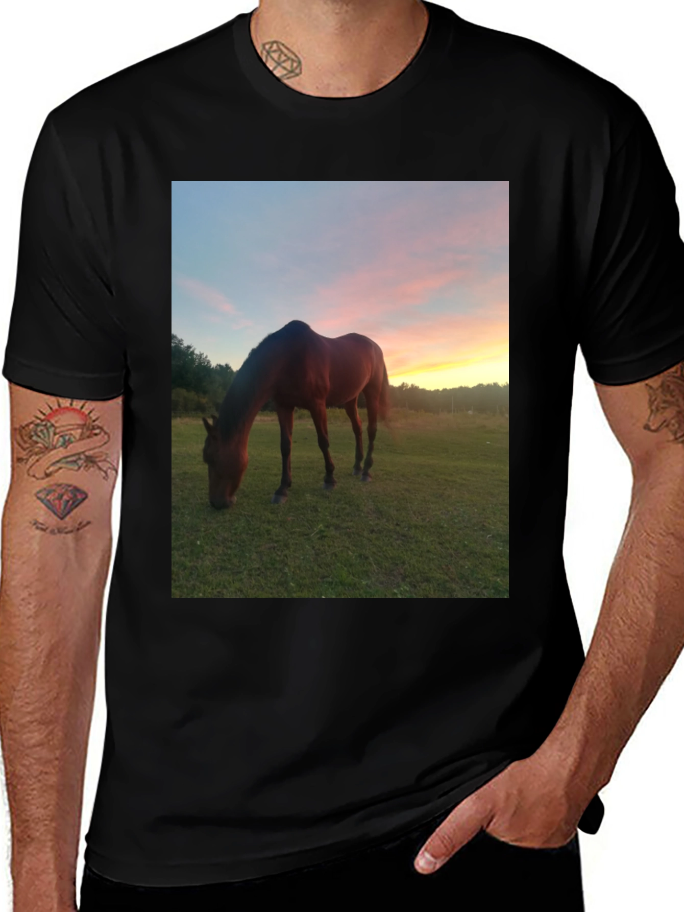 Variant 27 of Horse Sunset Graphic Tee - Nature Lover Shirt
