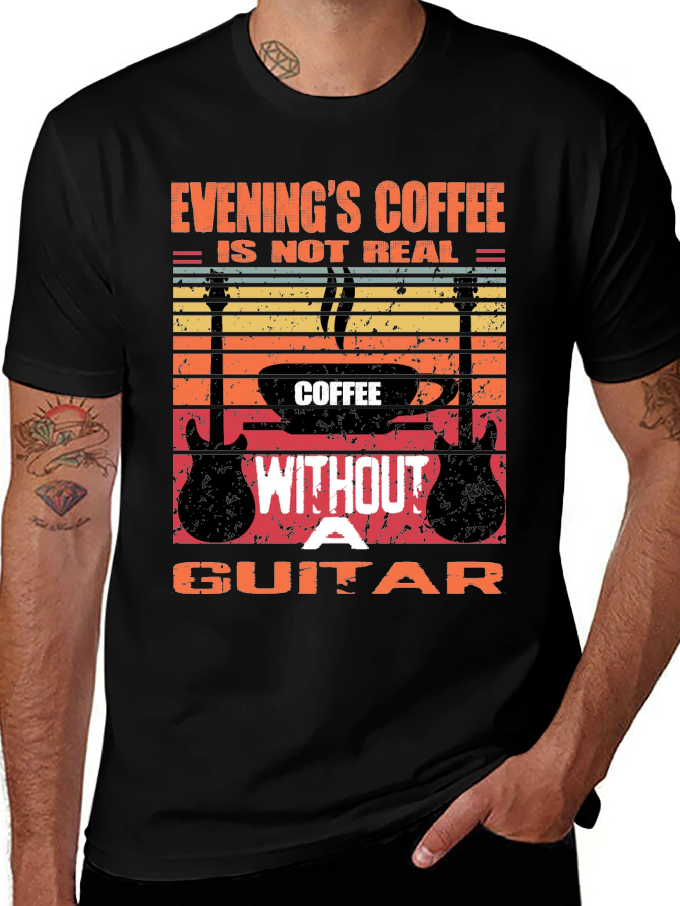 Variant 17 of Evening's Coffee and Guitar T-Shirt