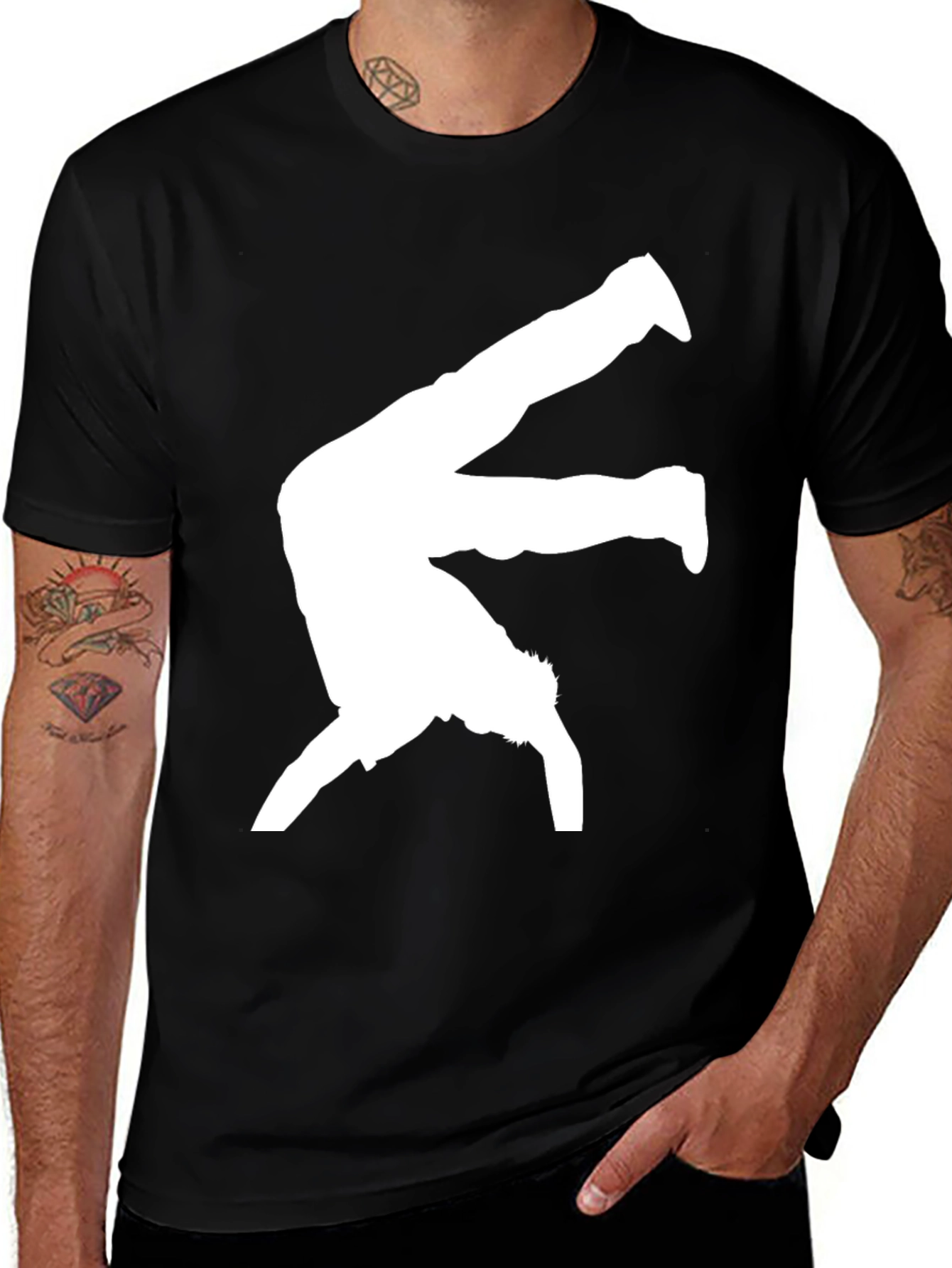 Variant 29 of Men's Black T-Shirt - Handstand Graphic Tee