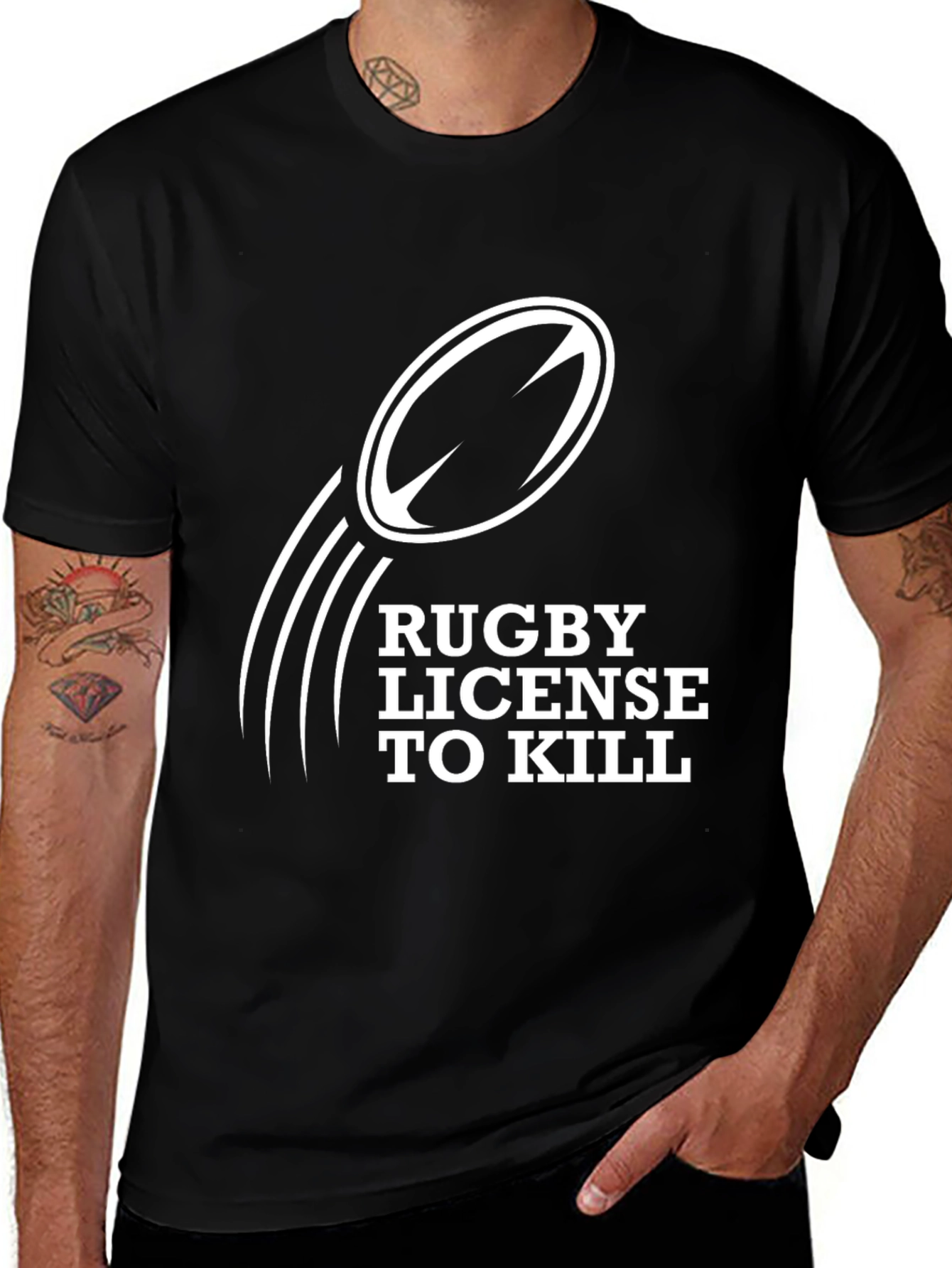 Variant 25 of Rugby License to Kill Black T-Shirt