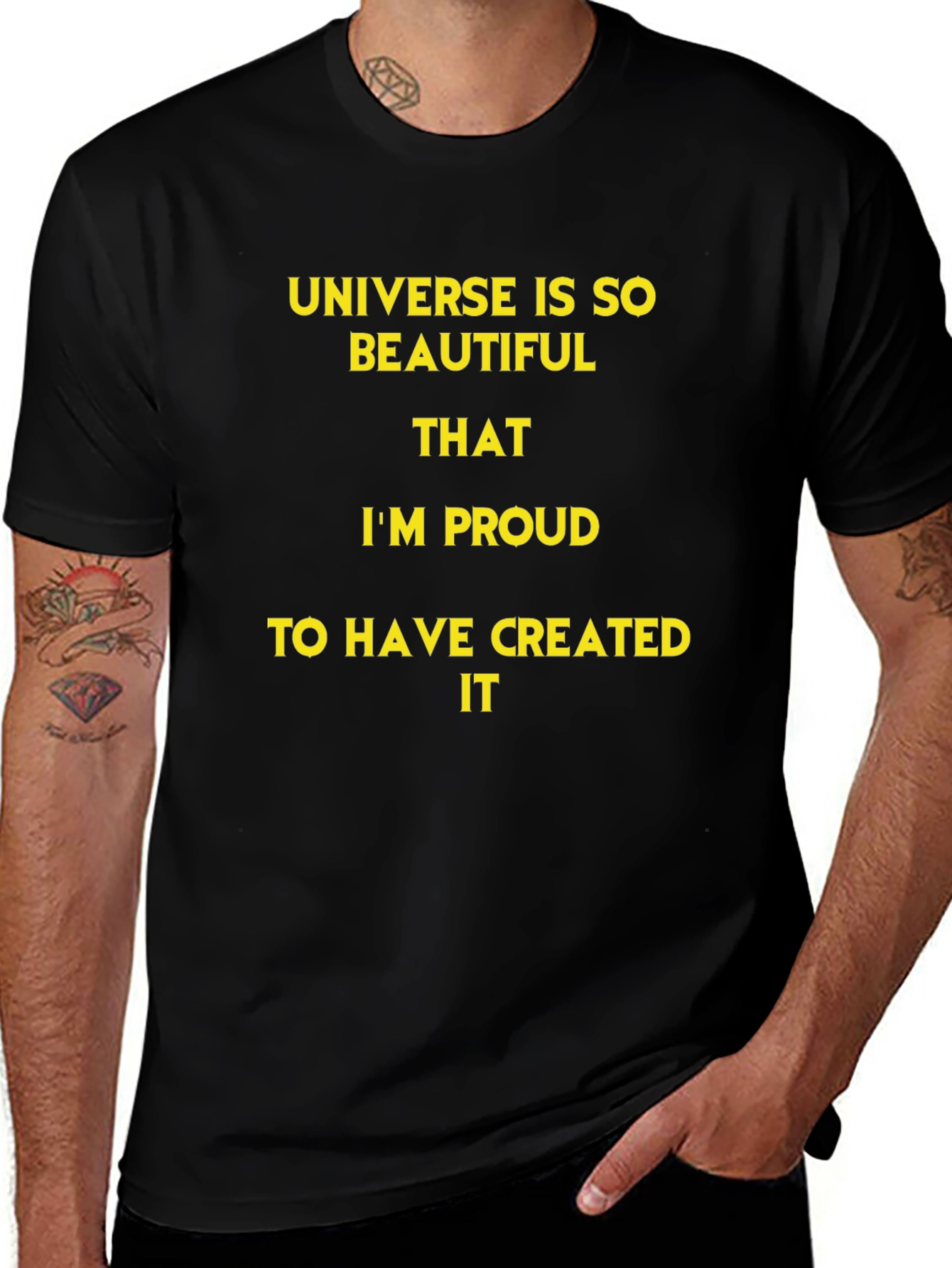 Variant 9 of Universe Creator T-Shirt - Black Cotton Graphic Tee