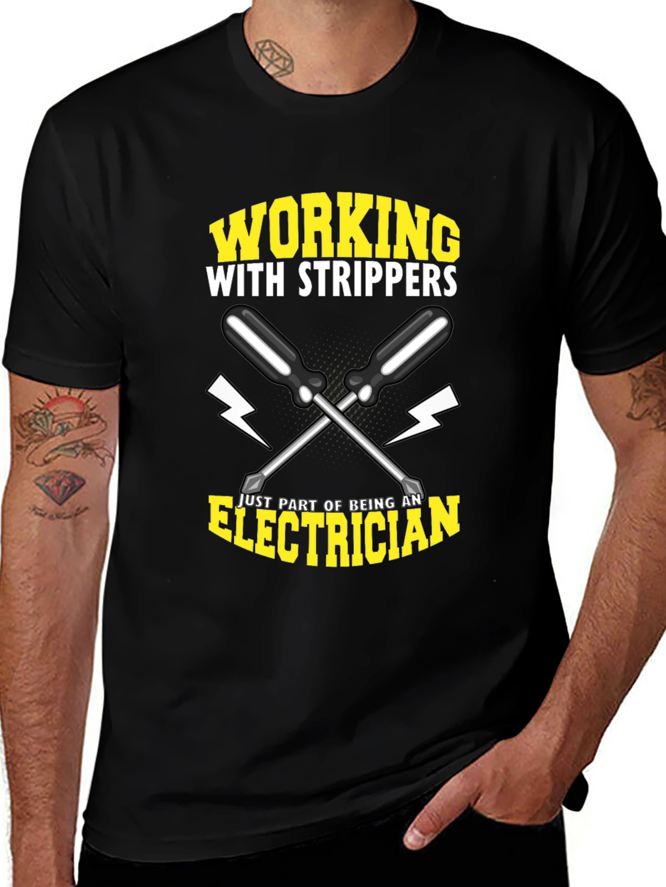 Variant 13 of Working with Strippers Electrician T-Shirt