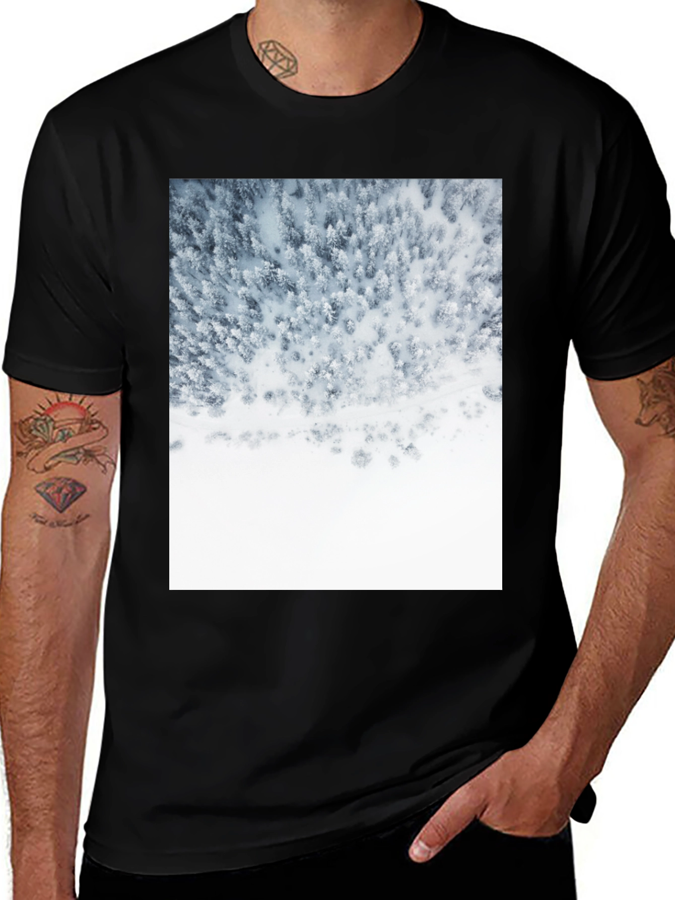 Variant 8 of Winter Forest T-Shirt - Black