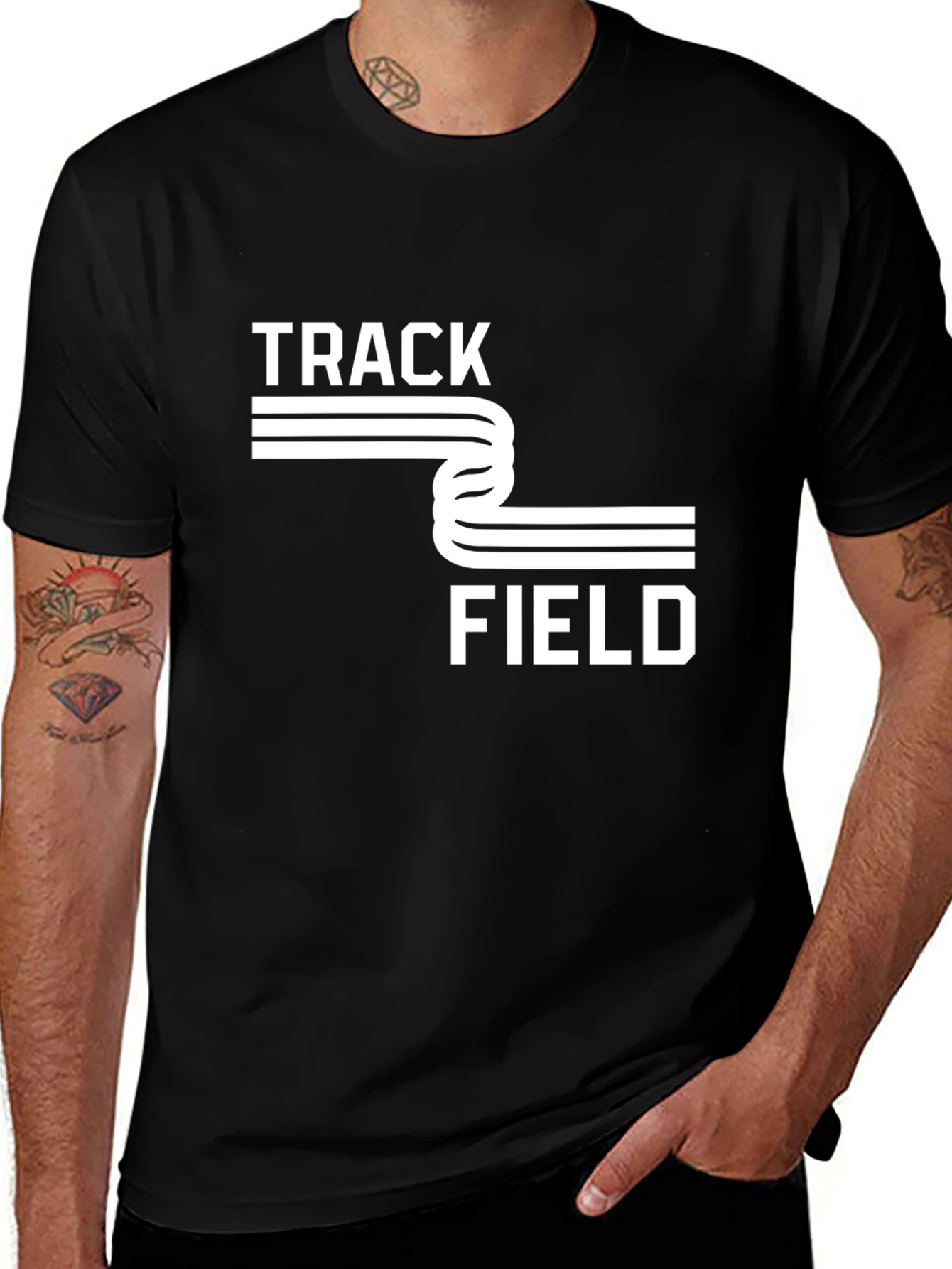 Variant 5 of Track and Field Graphic Tee - Black