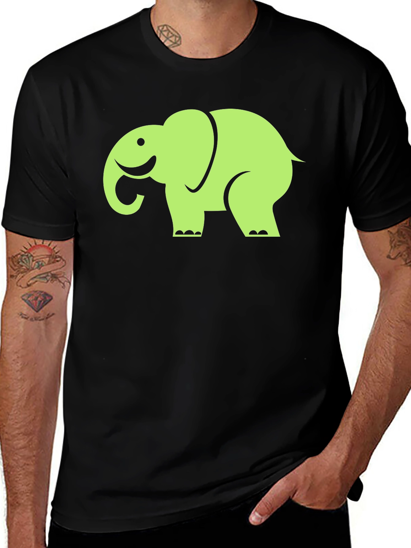 Variant 8 of Cute Elephant Graphic Tee - Soft Black Cotton Shirt
